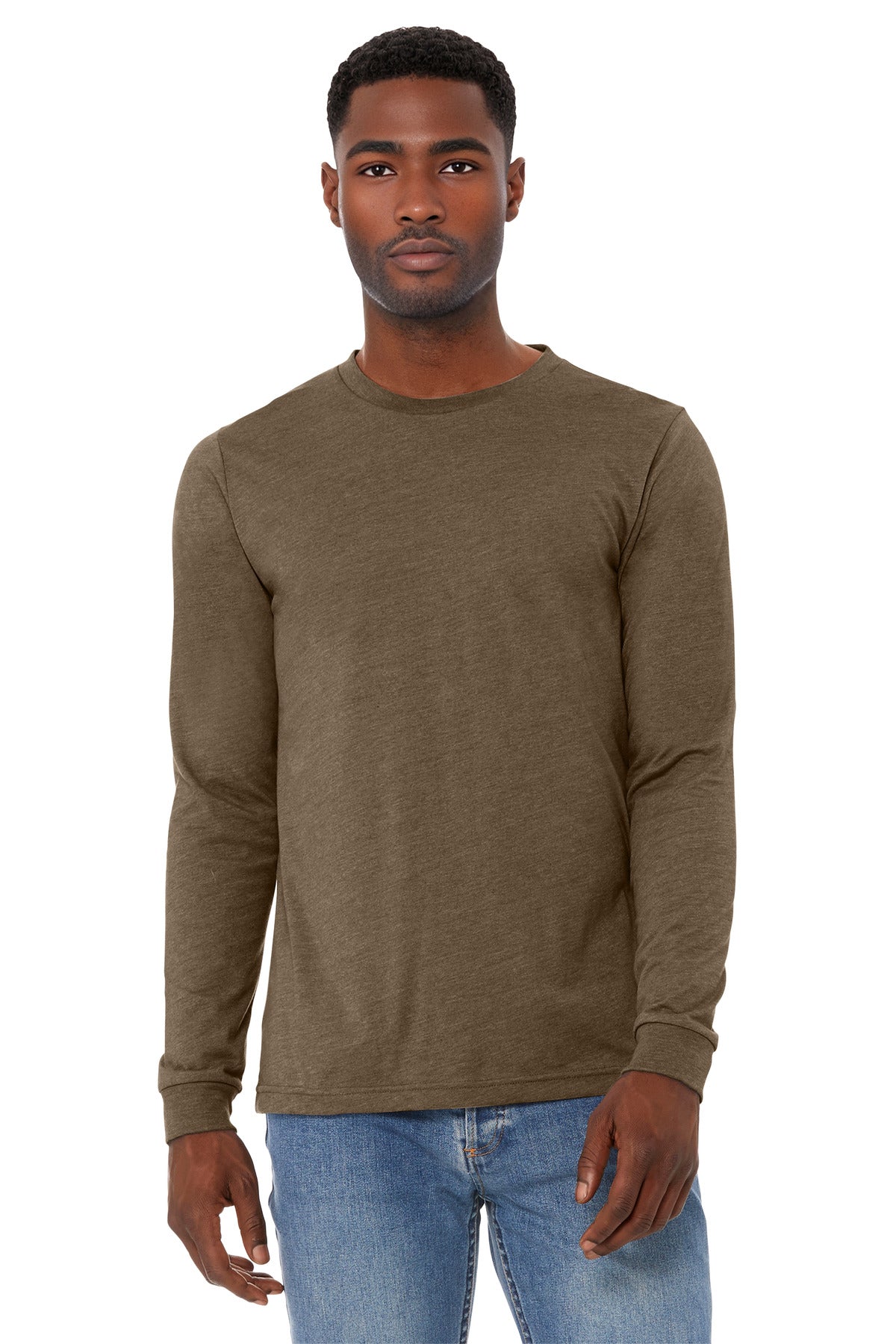 BELLA+CANVAS Unisex Heather CVC Long Sleeve Tee BC3501CVC - Heather Brown