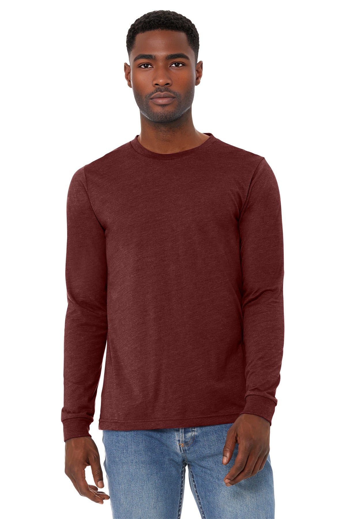 BELLA+CANVAS Unisex Heather CVC Long Sleeve Tee BC3501CVC - Heather Cardinal