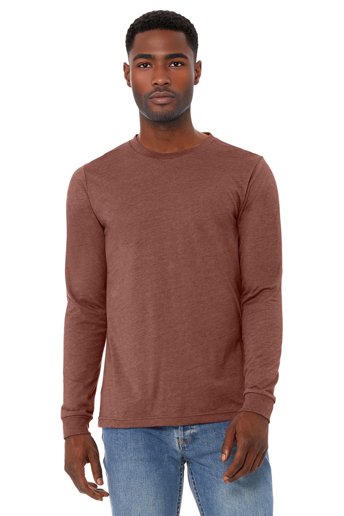BELLA+CANVAS Unisex Heather CVC Long Sleeve Tee BC3501CVC - Heather Clay