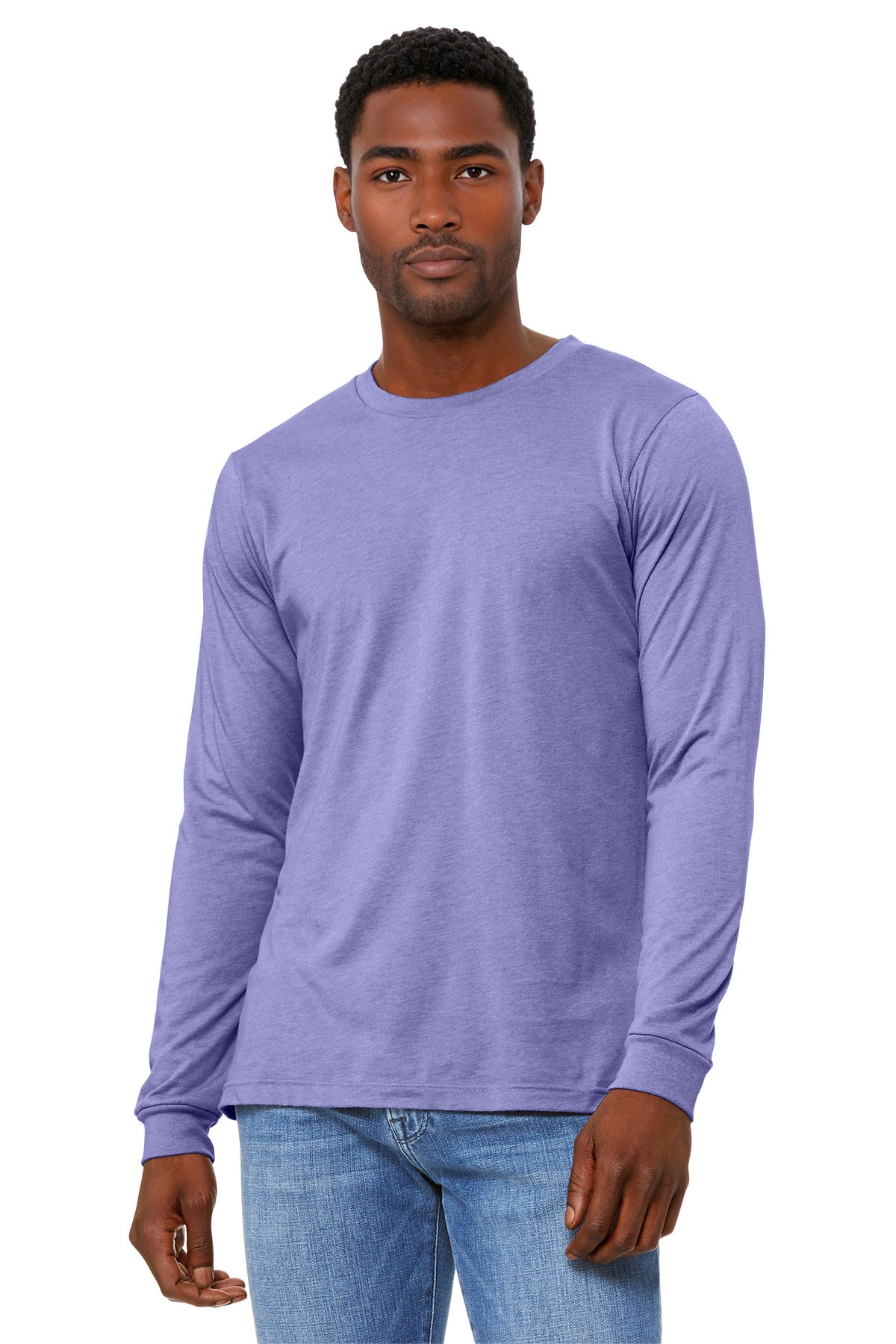 BELLA+CANVAS Unisex Heather CVC Long Sleeve Tee BC3501CVC - Heather Dark Lavender