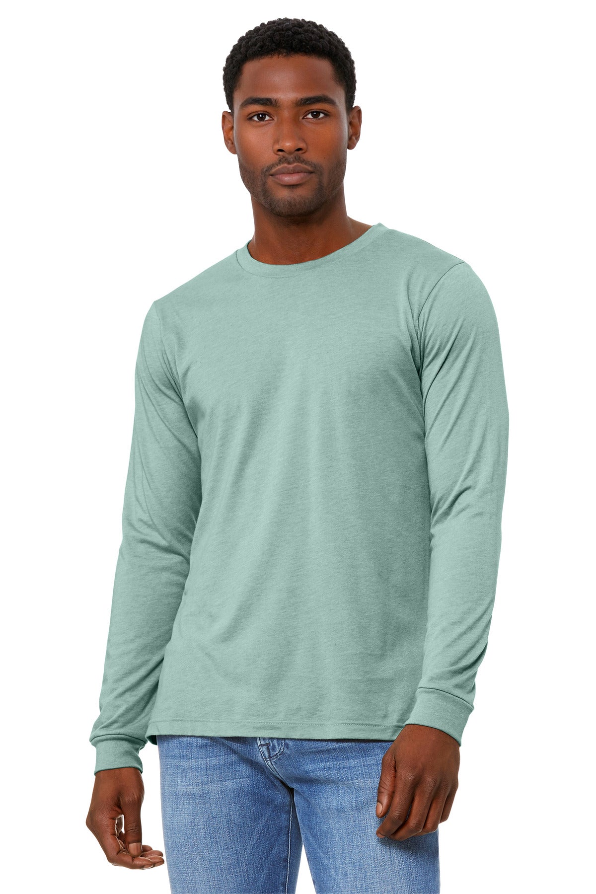 BELLA+CANVAS Unisex Heather CVC Long Sleeve Tee BC3501CVC - Heather Dusty Blue