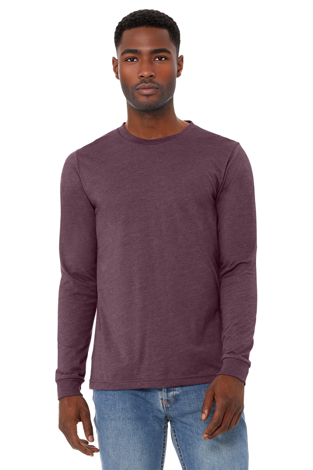 BELLA+CANVAS Unisex Heather CVC Long Sleeve Tee BC3501CVC - Heather Maroon