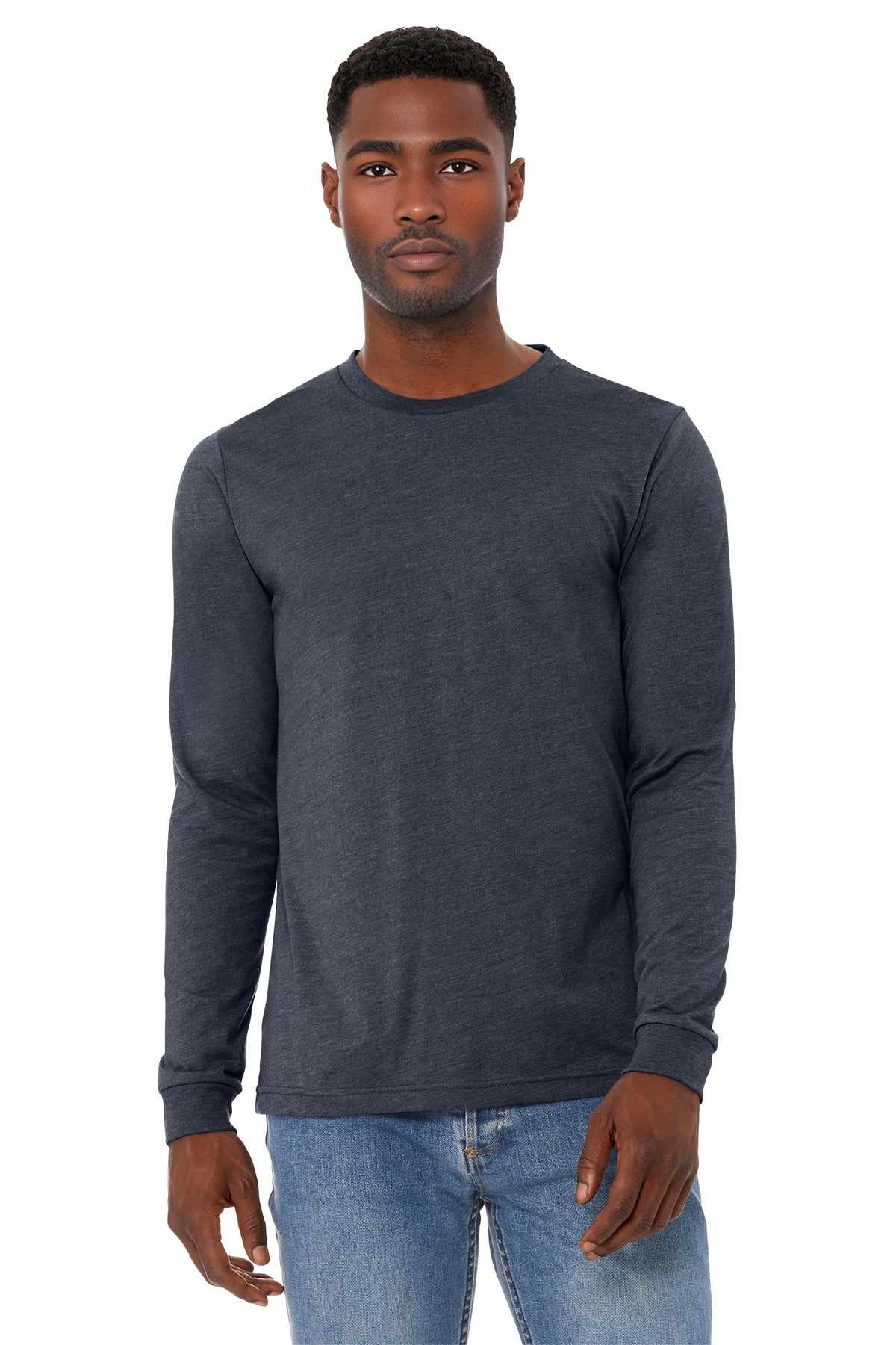 BELLA+CANVAS Unisex Heather CVC Long Sleeve Tee BC3501CVC - Heather Midnight Navy