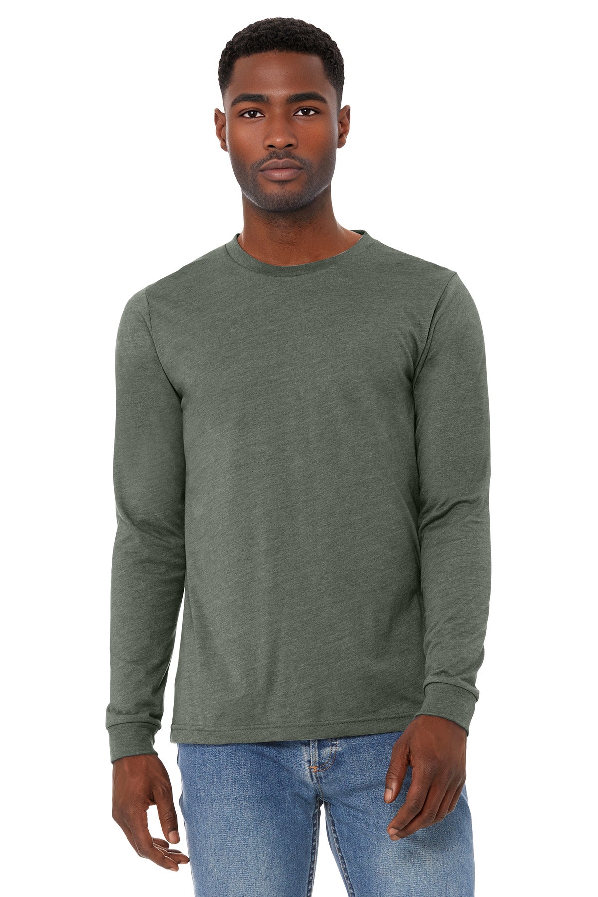 BELLA+CANVAS Unisex Heather CVC Long Sleeve Tee BC3501CVC - Heather Military Green