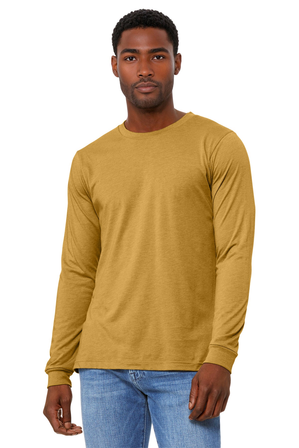 BELLA+CANVAS Unisex Heather CVC Long Sleeve Tee BC3501CVC - Heather Mustard