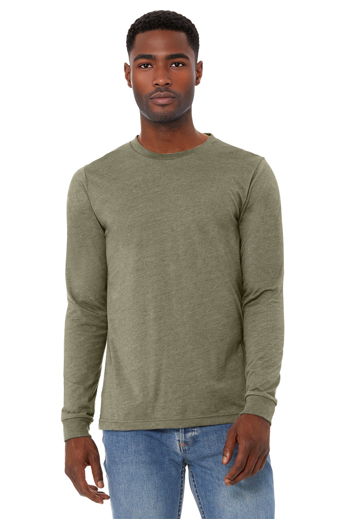 BELLA+CANVAS Unisex Heather CVC Long Sleeve Tee BC3501CVC - Heather Olive