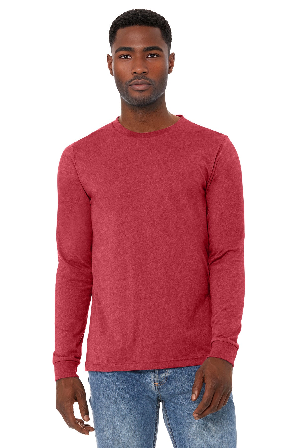 BELLA+CANVAS Unisex Heather CVC Long Sleeve Tee BC3501CVC - Heather Red