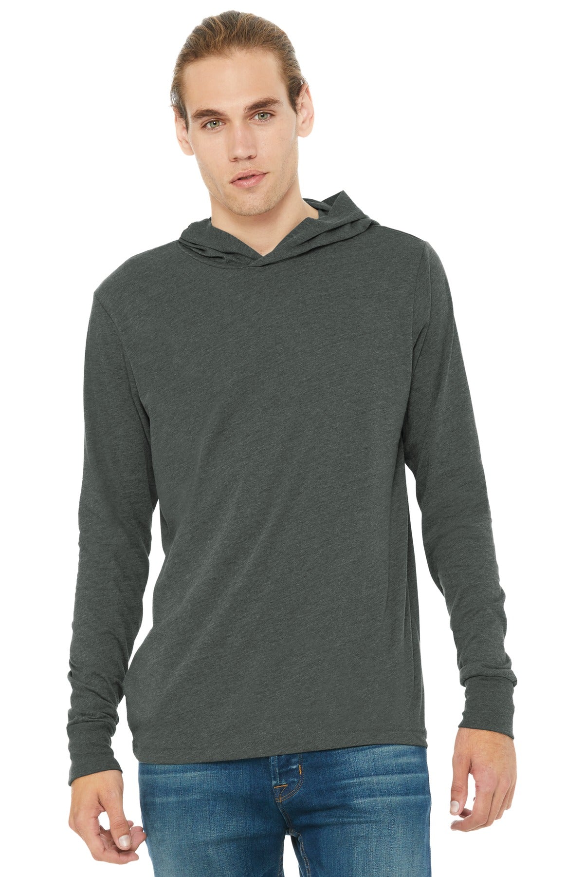 BELLA+CANVAS  Unisex Jersey Long Sleeve Hoodie. BC3512 - Deep Heather