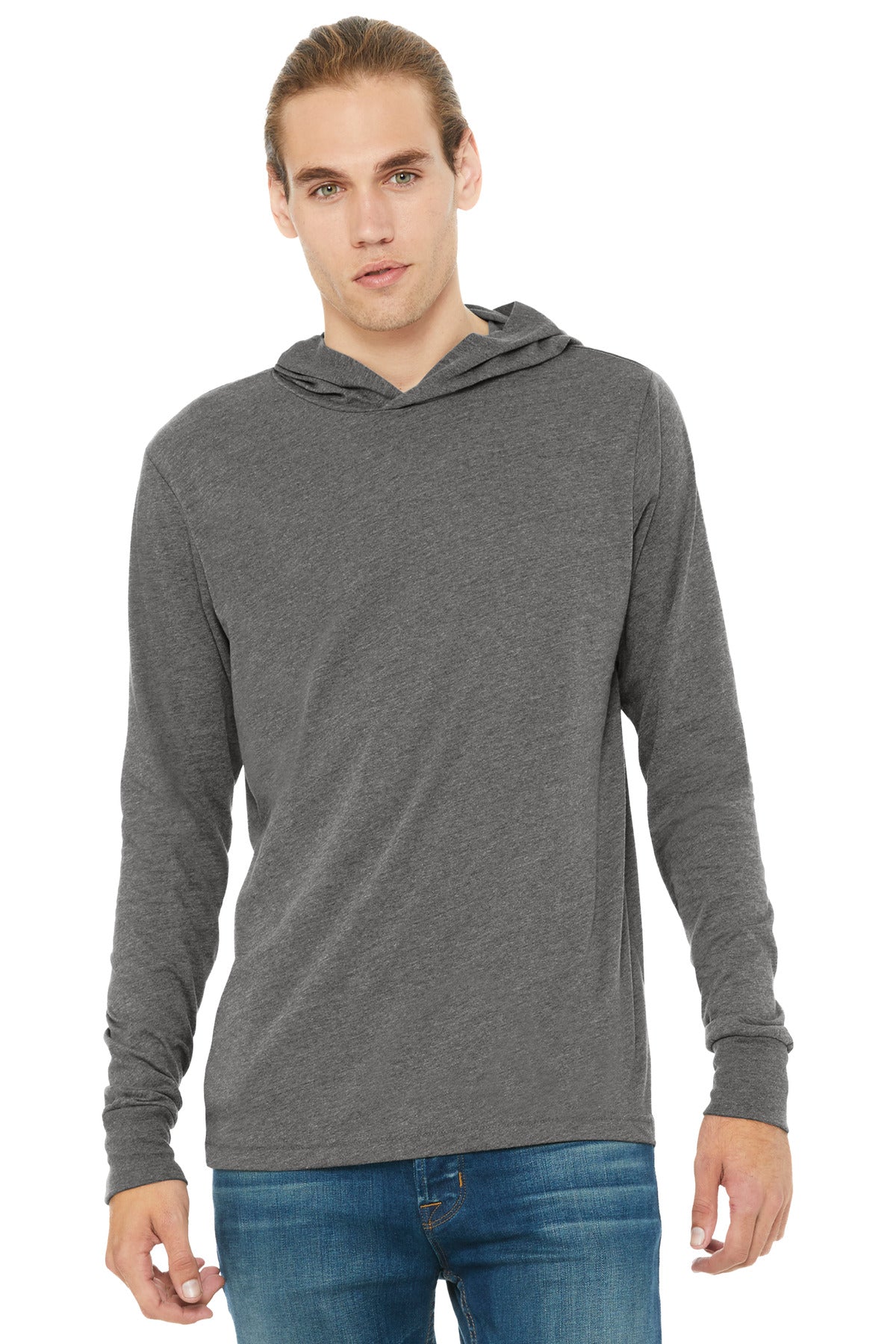 BELLA+CANVAS  Unisex Jersey Long Sleeve Hoodie. BC3512 - Grey Triblend