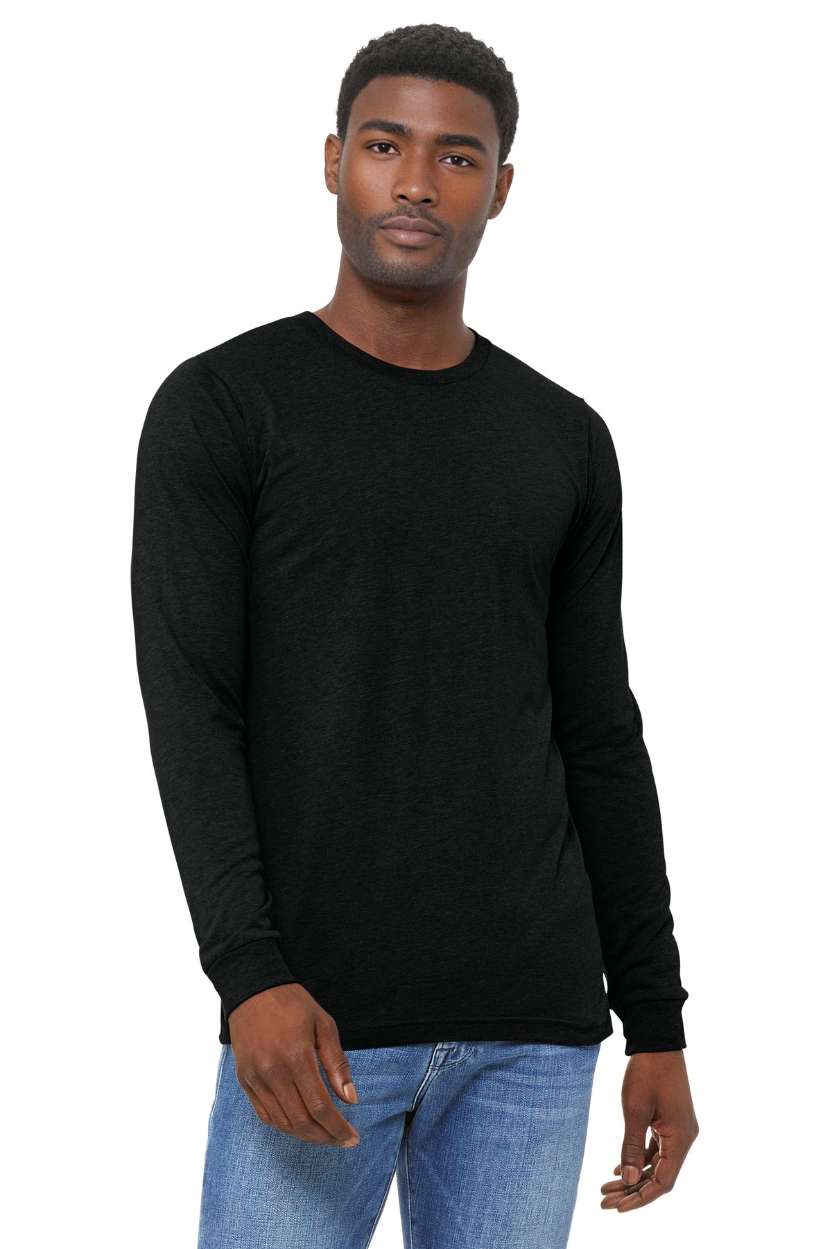 BELLA+CANVAS Unisex Triblend Long Sleeve Tee BC3513 - Black Heather Triblend