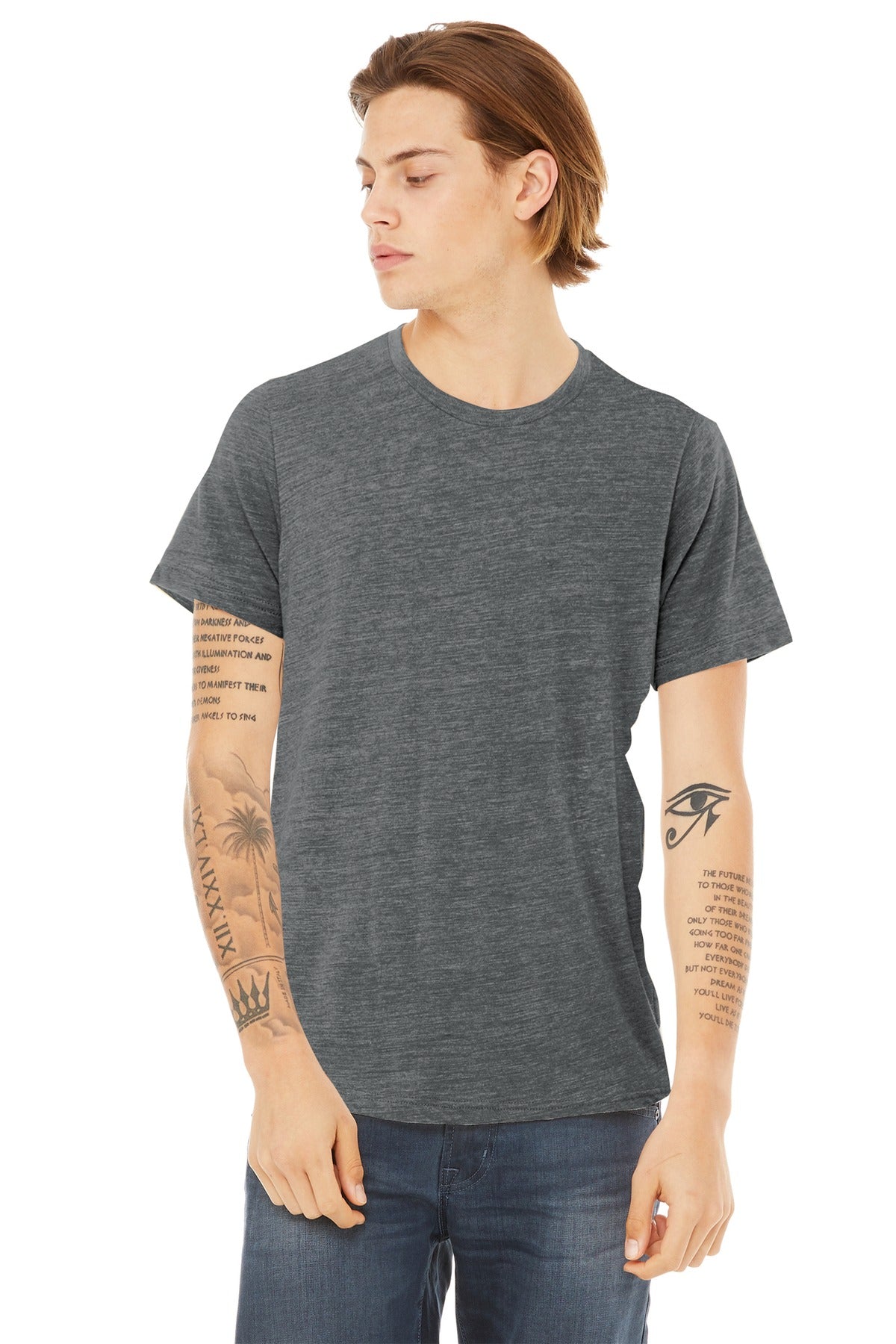 BELLA+CANVAS  Unisex Poly-Cotton Short Sleeve Tee. BC3650 - Asphalt Slub
