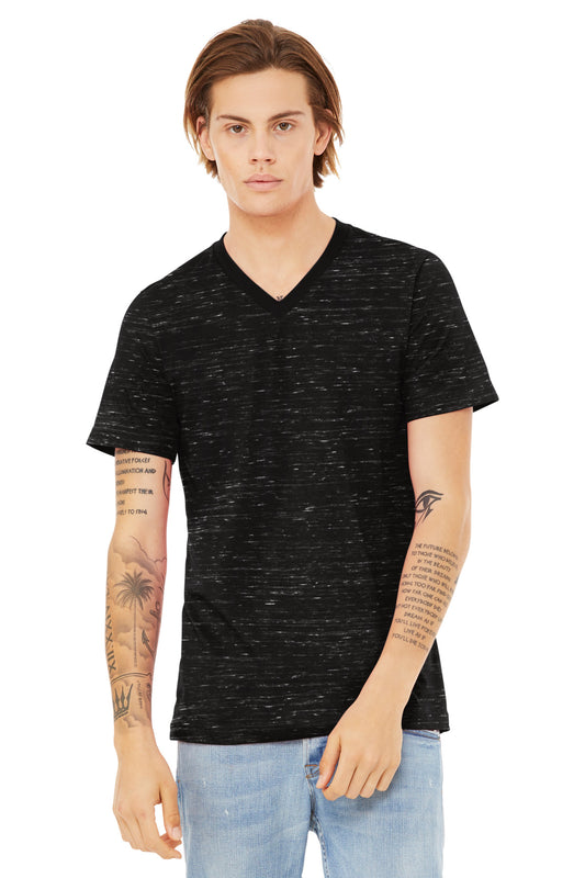BELLA+CANVAS Unisex Textured Jersey V-Neck Tee BC3655 - Black Marble