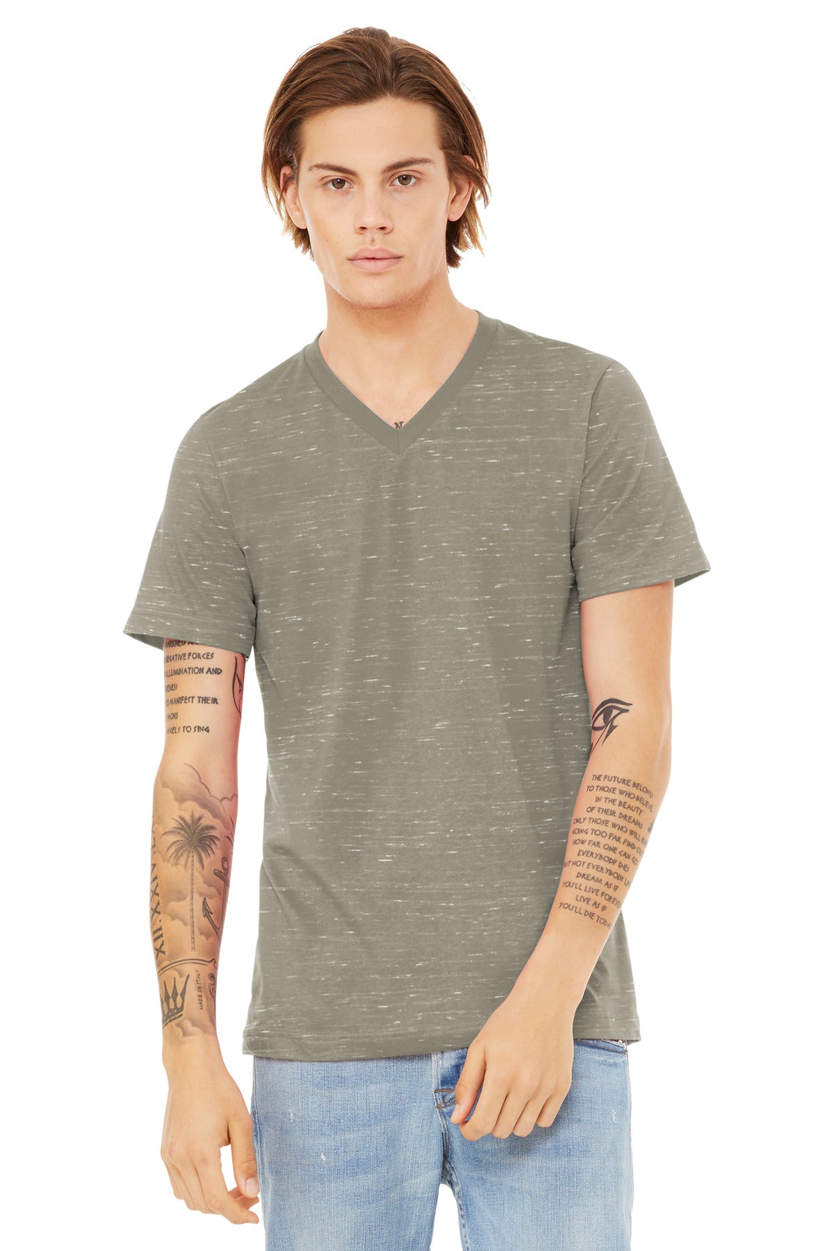 BELLA+CANVAS Unisex Textured Jersey V-Neck Tee BC3655 - Stone Marble