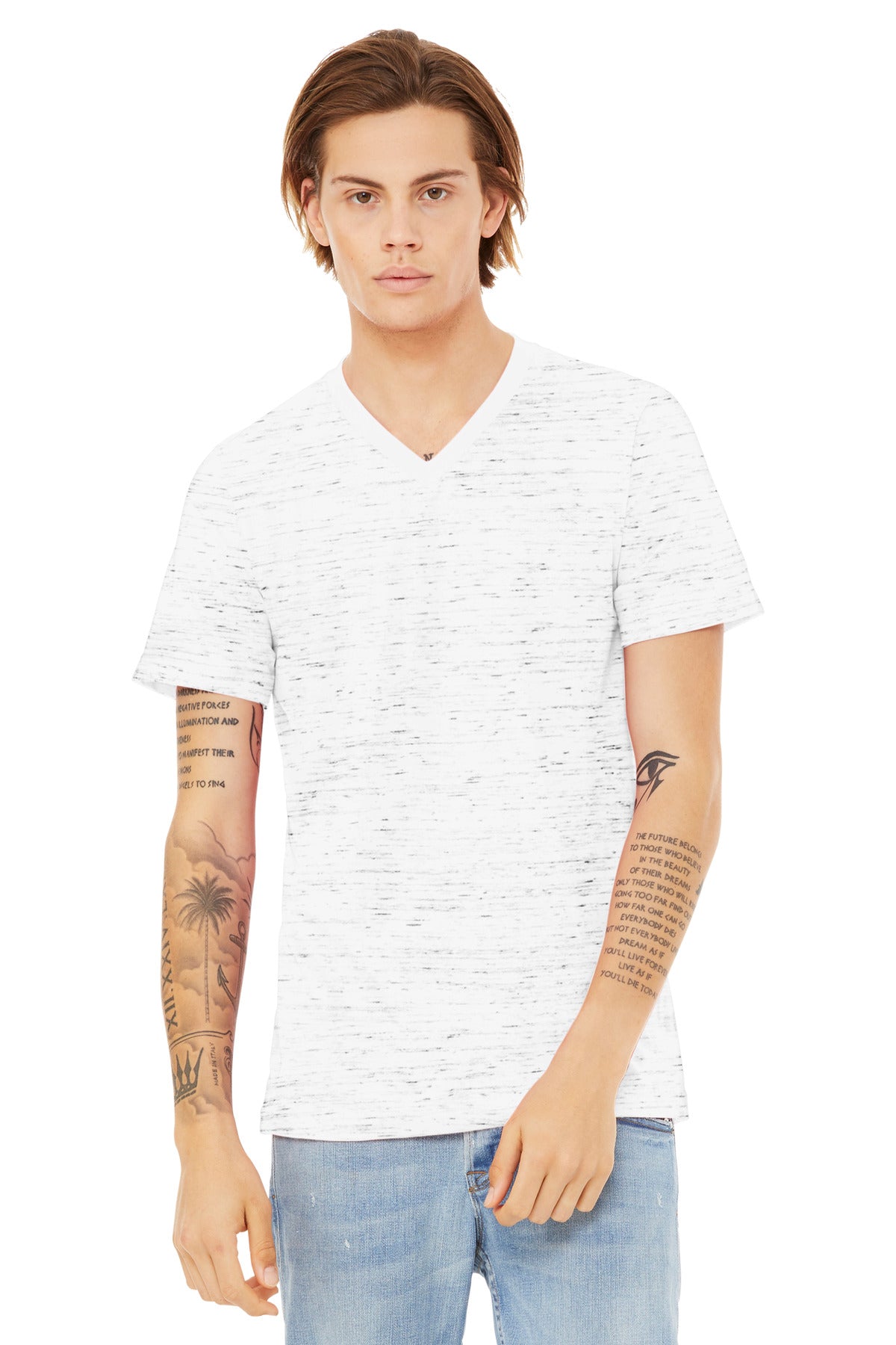 BELLA+CANVAS Unisex Textured Jersey V-Neck Tee BC3655 - White Marble