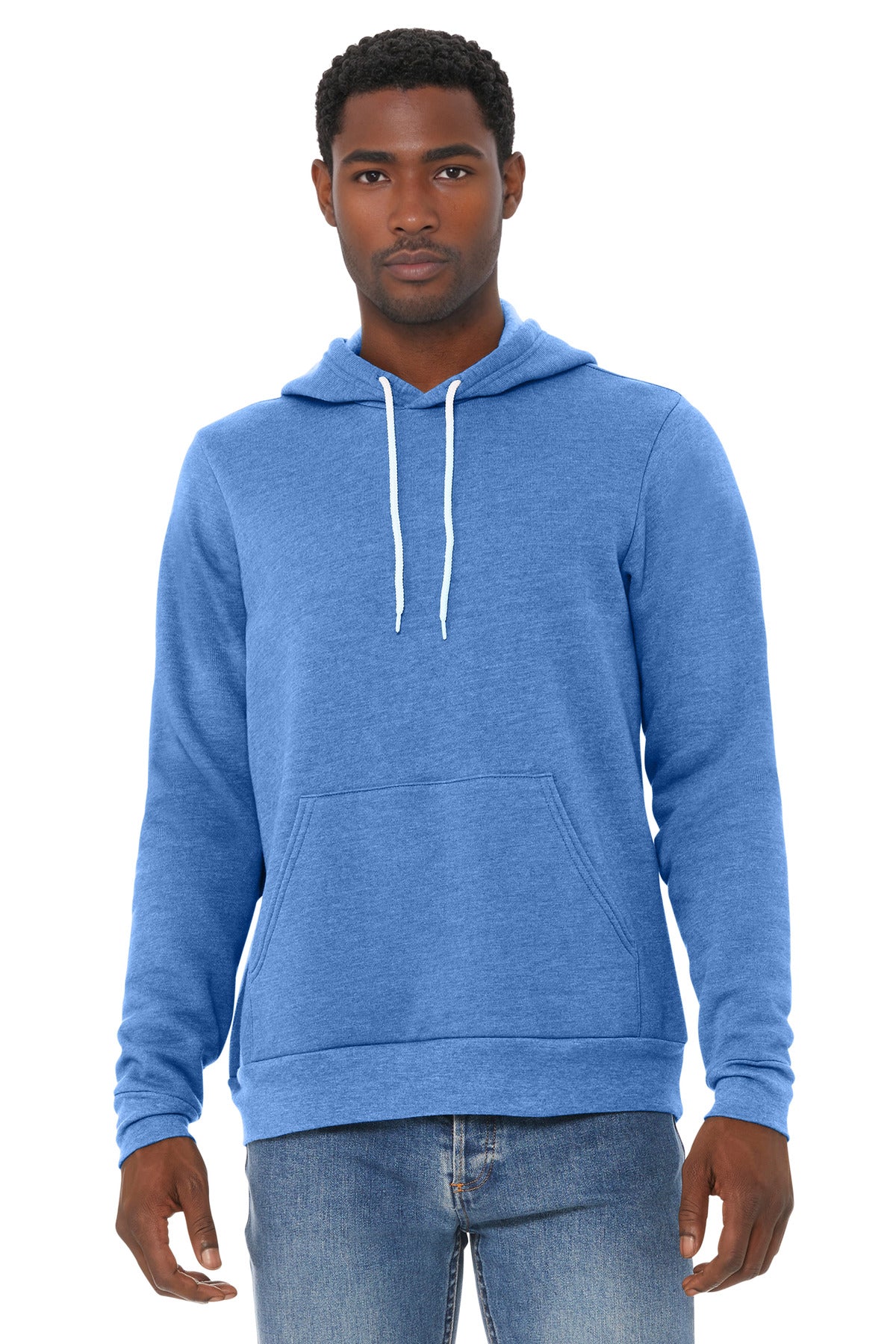 BELLA+CANVAS  Unisex Sponge Fleece Pullover Hoodie. BC3719 - Heather Columbia Blue