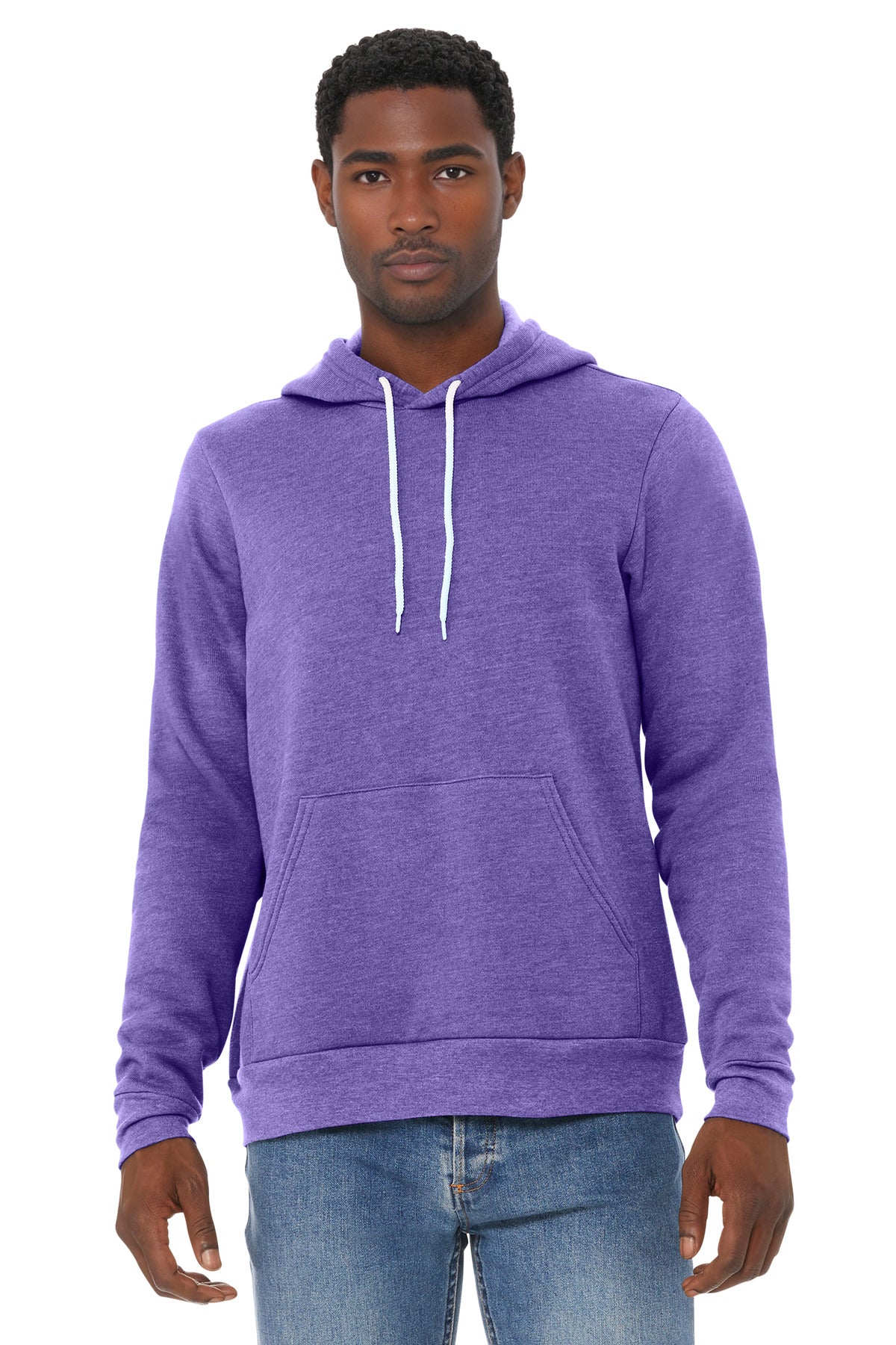 BELLA+CANVAS  Unisex Sponge Fleece Pullover Hoodie. BC3719 - Heather Team Purple