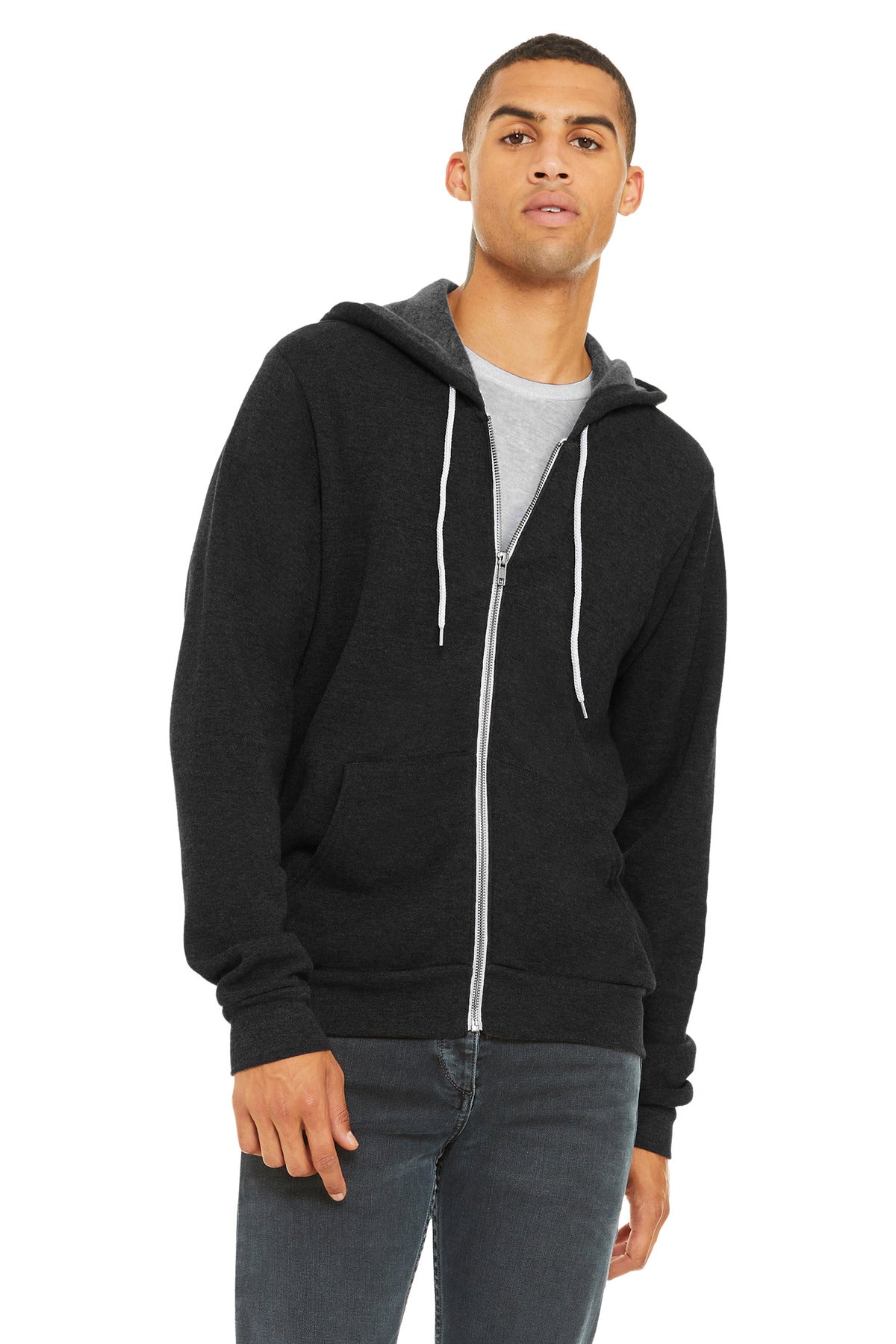 BELLA+CANVAS  Unisex Sponge Fleece Full-Zip Hoodie. BC3739 - Black Heather