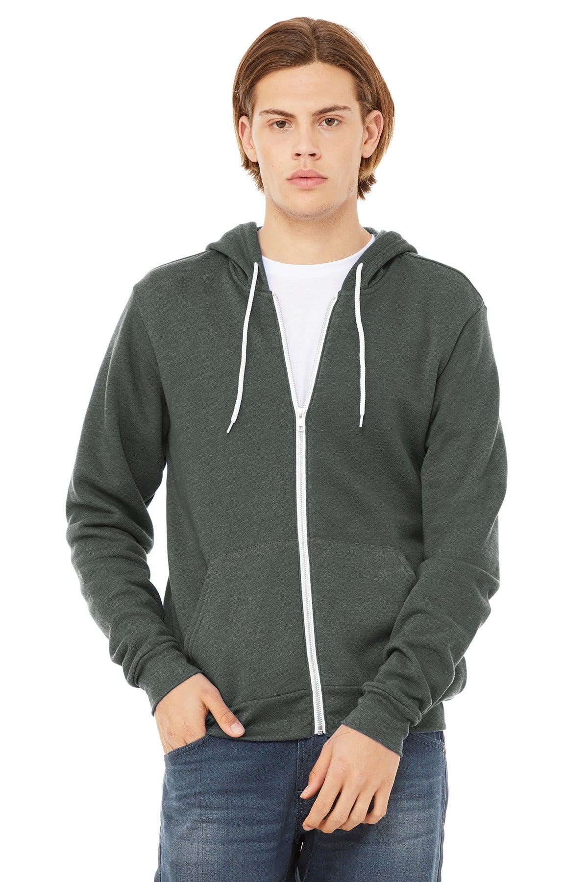BELLA+CANVAS  Unisex Sponge Fleece Full-Zip Hoodie. BC3739 - Deep Heather