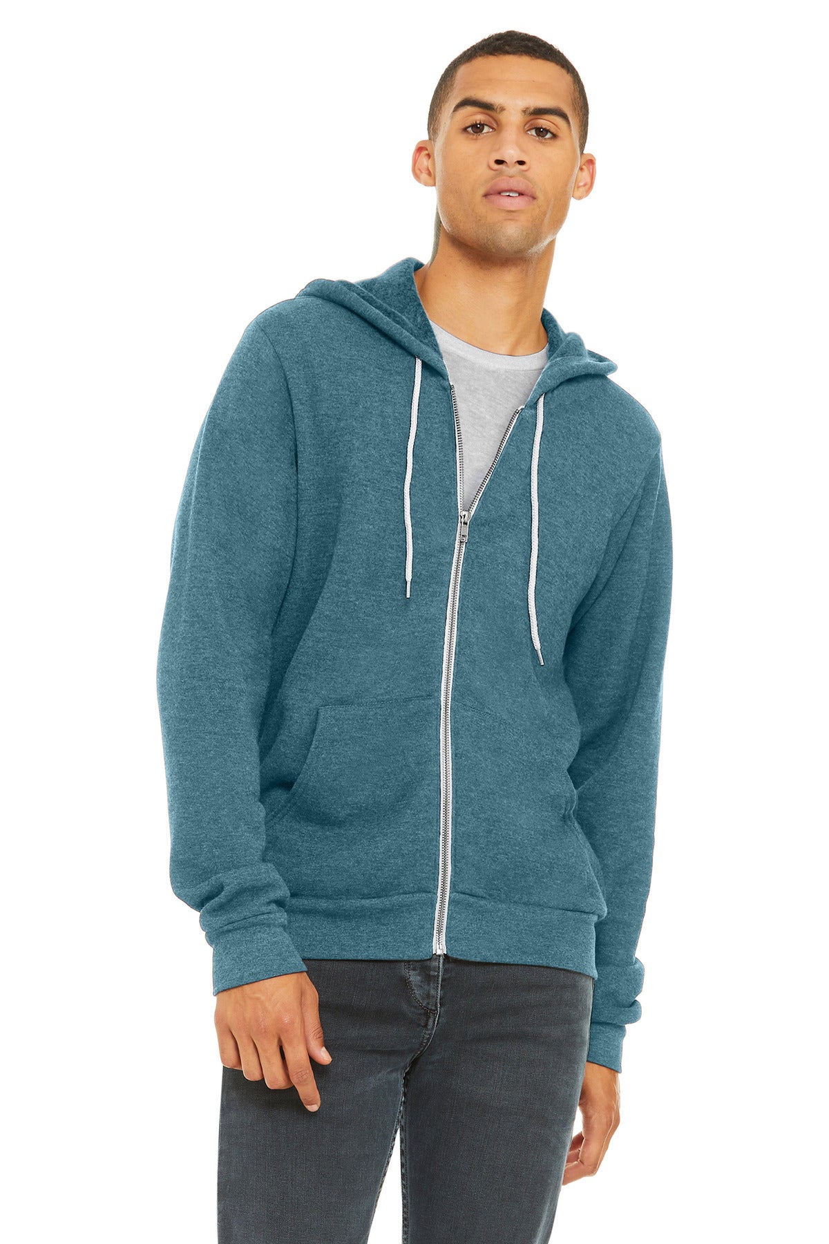 BELLA+CANVAS  Unisex Sponge Fleece Full-Zip Hoodie. BC3739 - Heather Deep Teal
