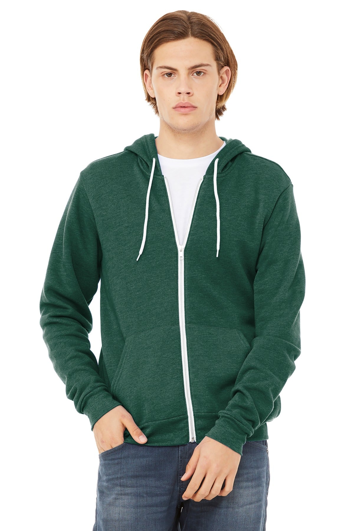 BELLA+CANVAS  Unisex Sponge Fleece Full-Zip Hoodie. BC3739 - Heather Forest