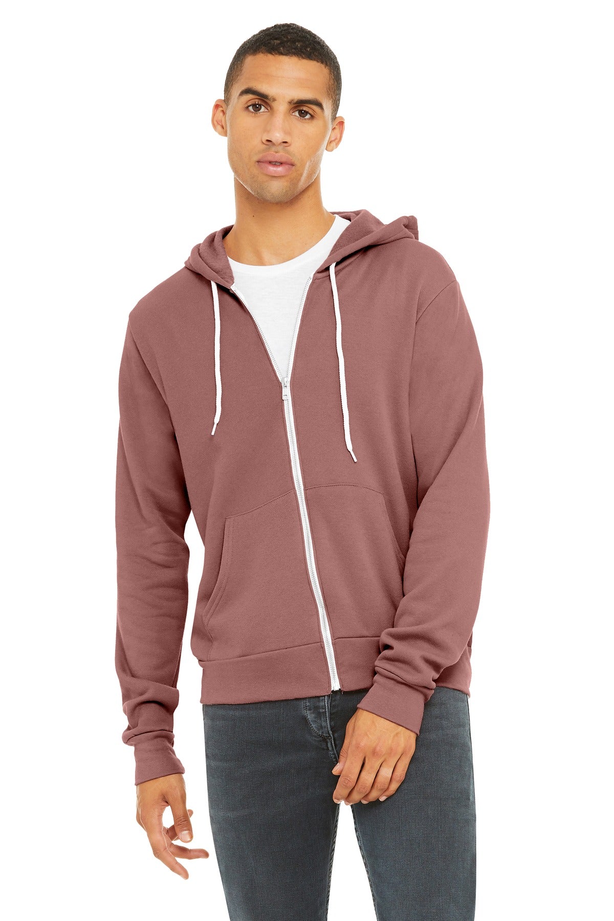 BELLA+CANVAS  Unisex Sponge Fleece Full-Zip Hoodie. BC3739 - Mauve