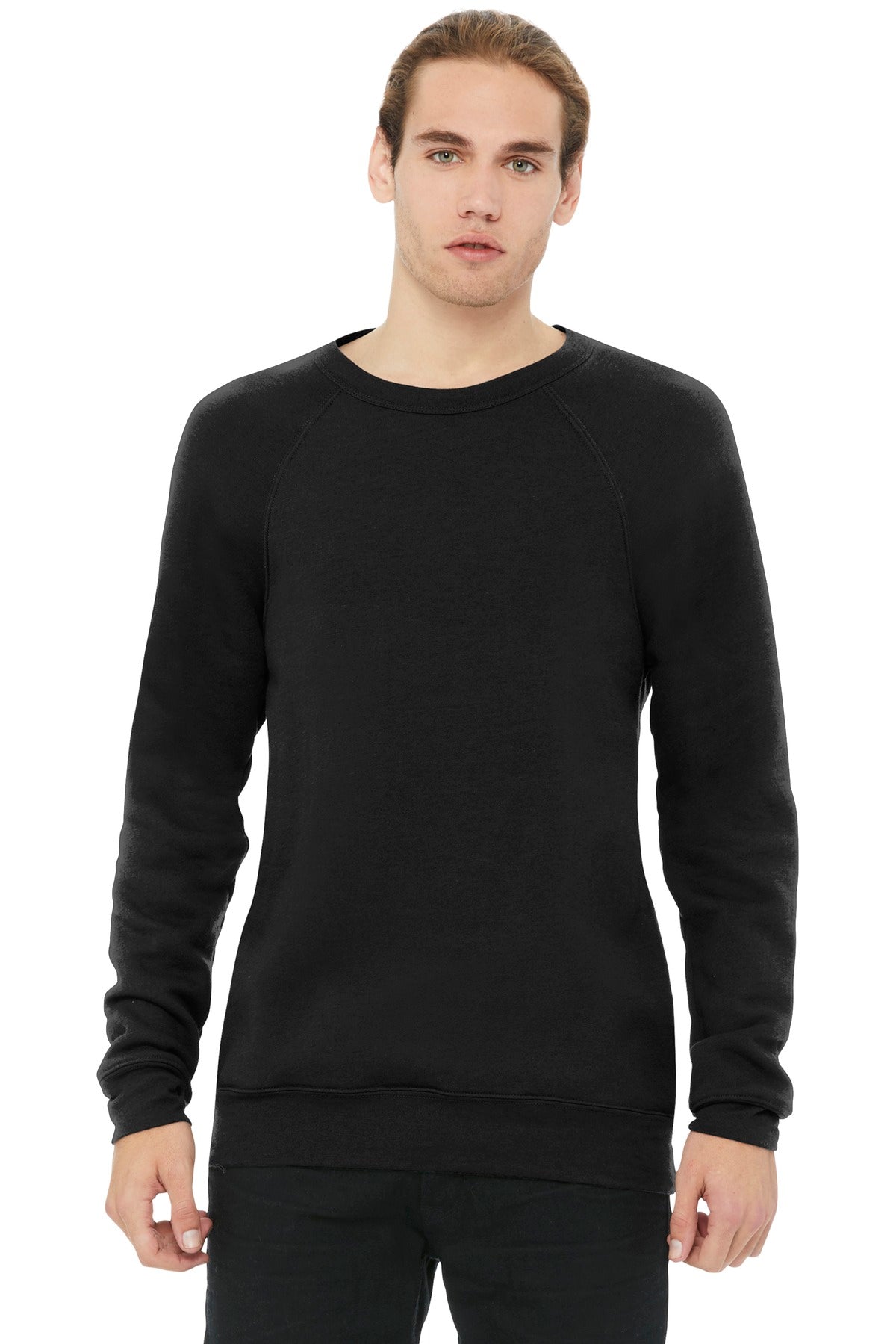 BELLA+CANVAS  Unisex Sponge Fleece Raglan Sweatshirt. BC3901 - Black