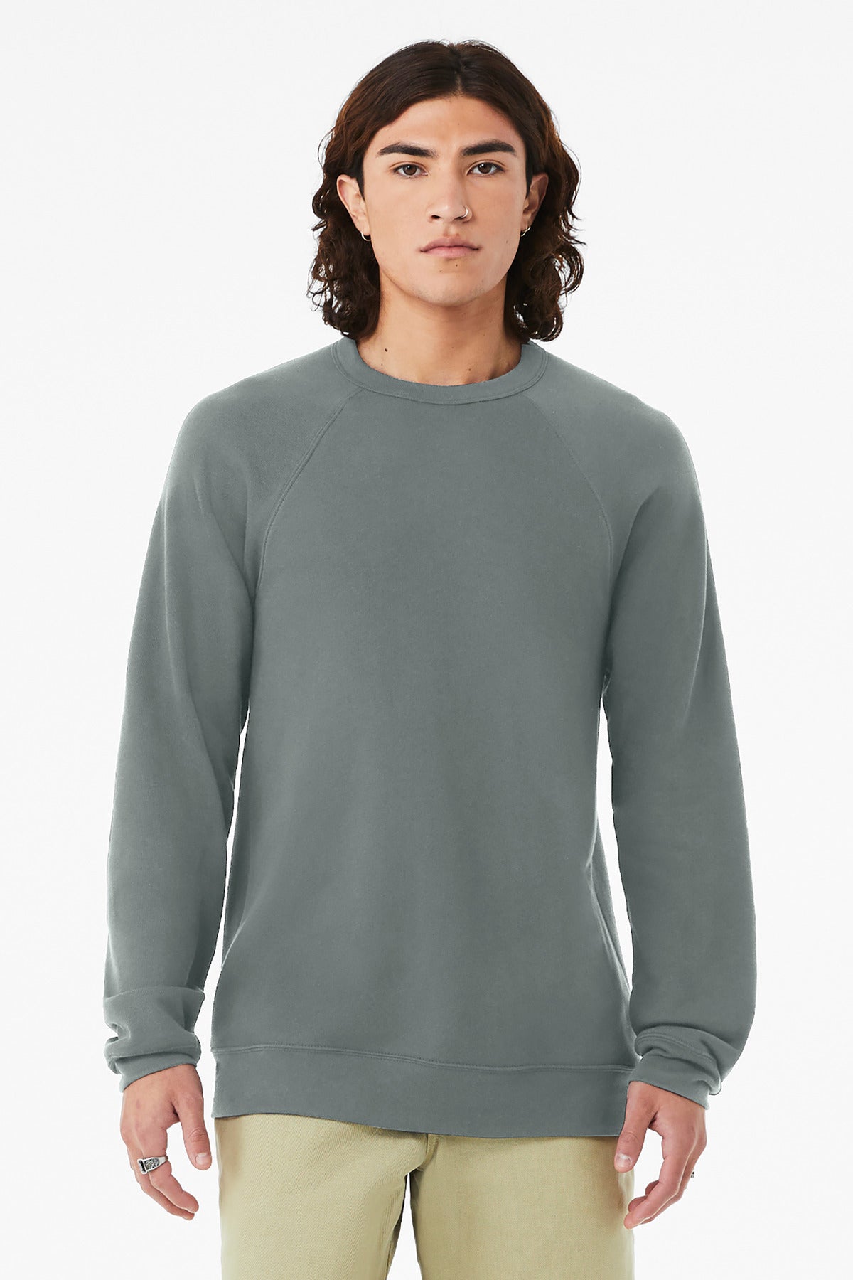 BELLA+CANVAS  Unisex Sponge Fleece Raglan Sweatshirt. BC3901 - Blue Storm