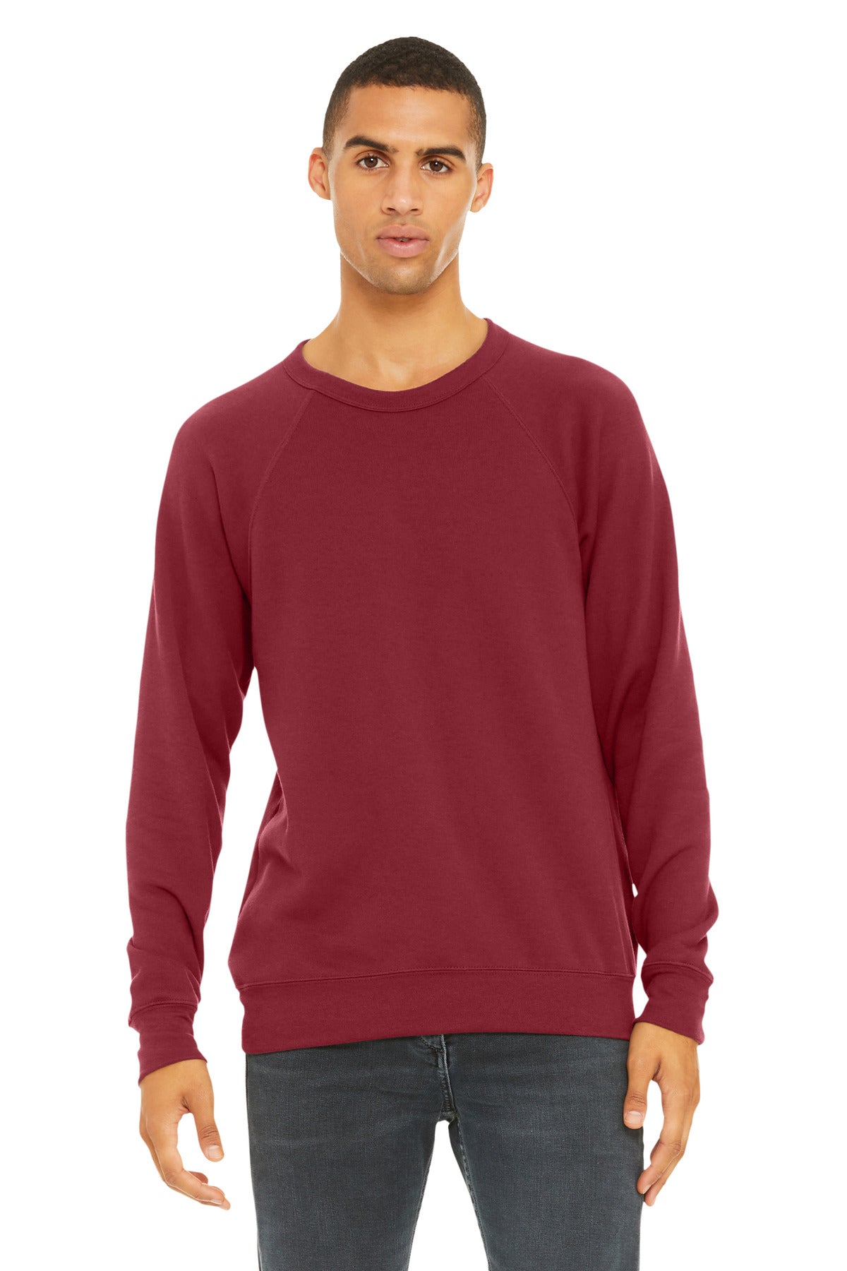 BELLA+CANVAS  Unisex Sponge Fleece Raglan Sweatshirt. BC3901 - Cardinal