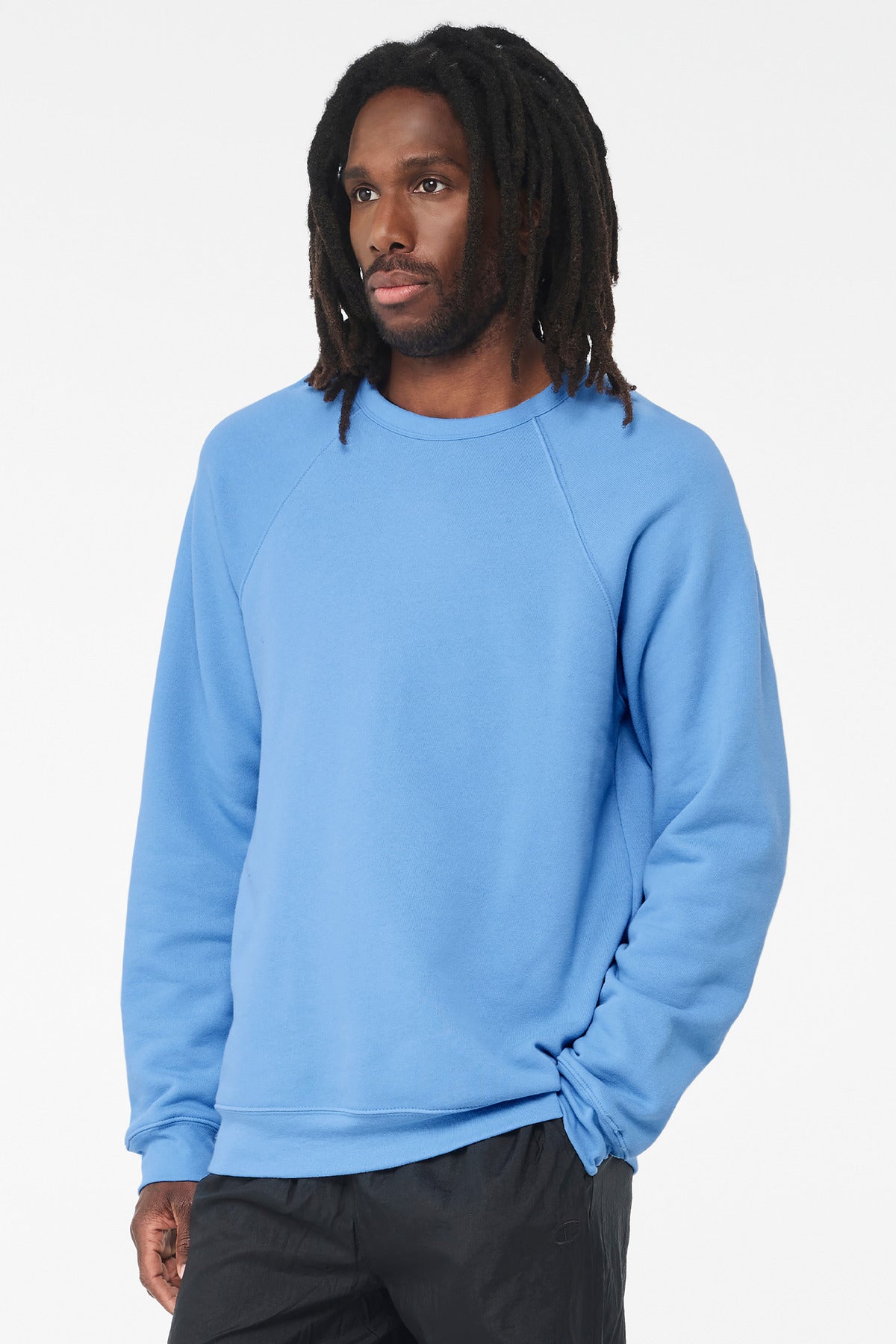 BELLA+CANVAS  Unisex Sponge Fleece Raglan Sweatshirt. BC3901 - Carolina Blue
