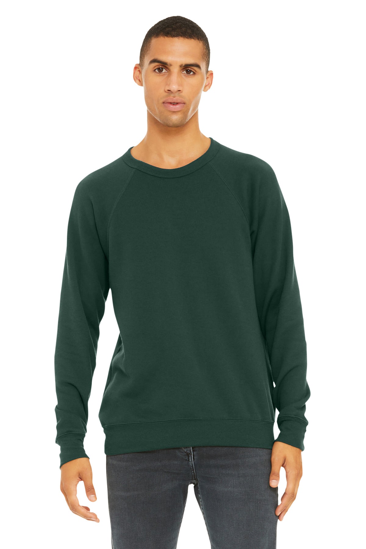 BELLA+CANVAS  Unisex Sponge Fleece Raglan Sweatshirt. BC3901 - Forest