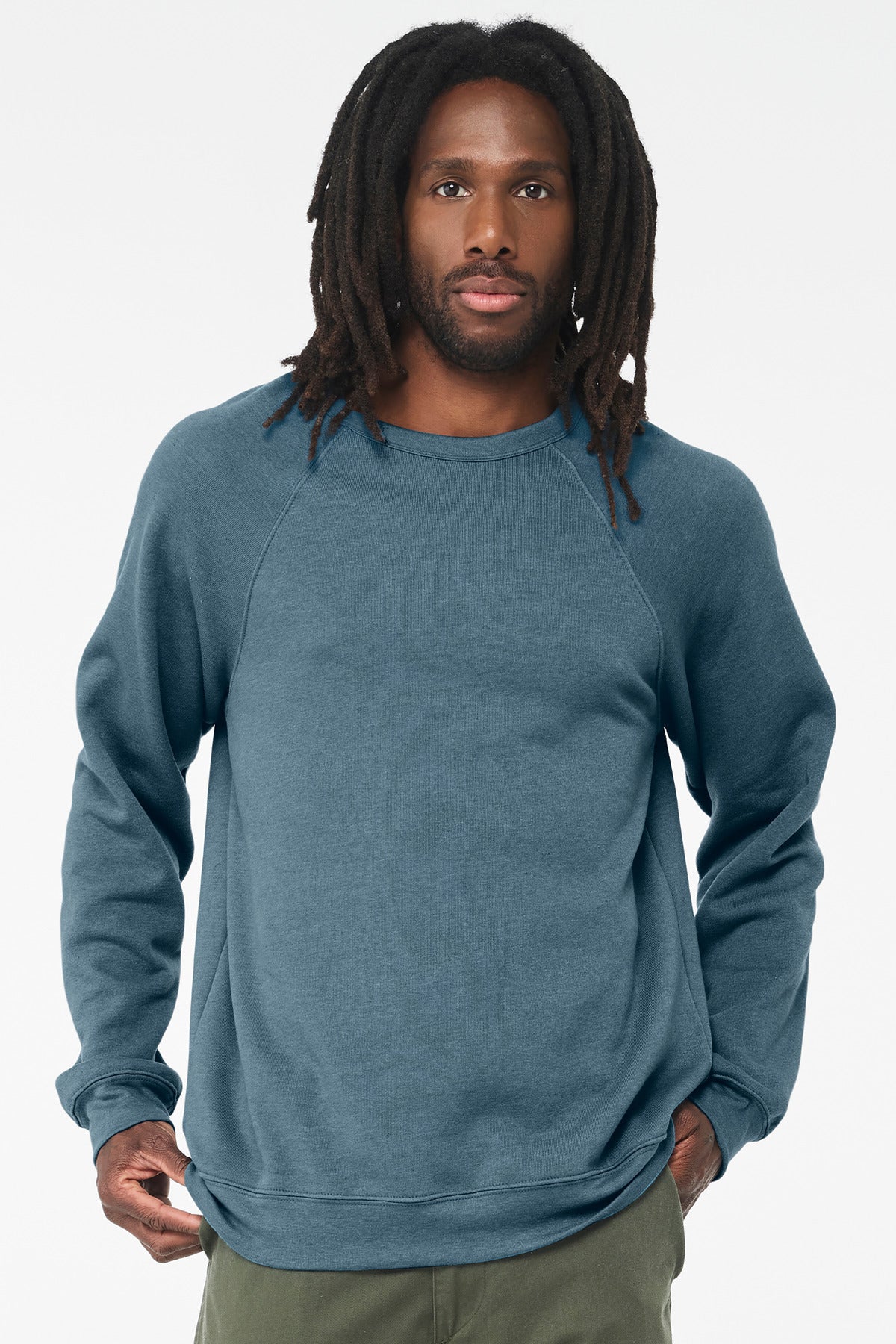 BELLA+CANVAS  Unisex Sponge Fleece Raglan Sweatshirt. BC3901 - Heather Deep Teal