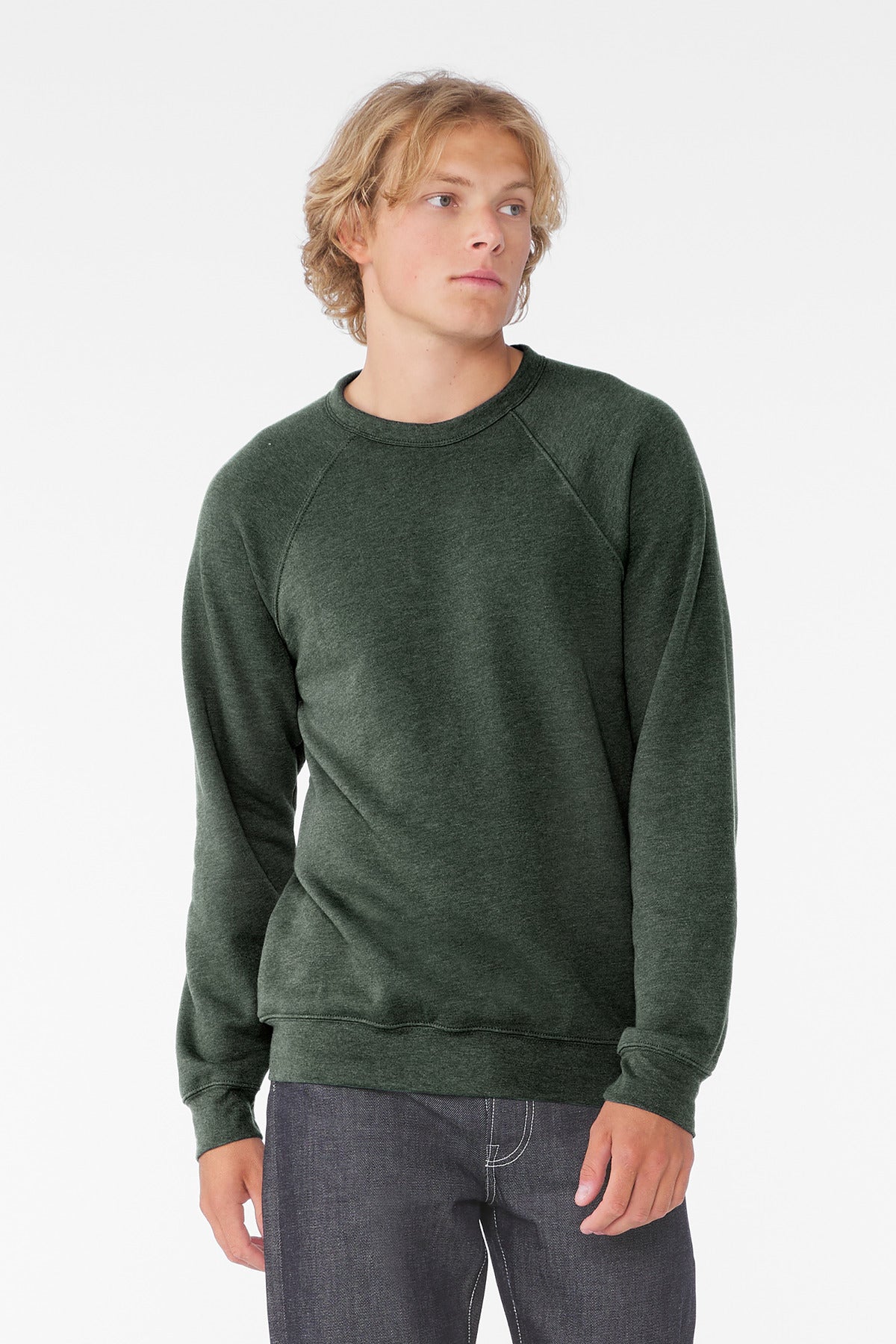 BELLA+CANVAS  Unisex Sponge Fleece Raglan Sweatshirt. BC3901 - Heather Forest