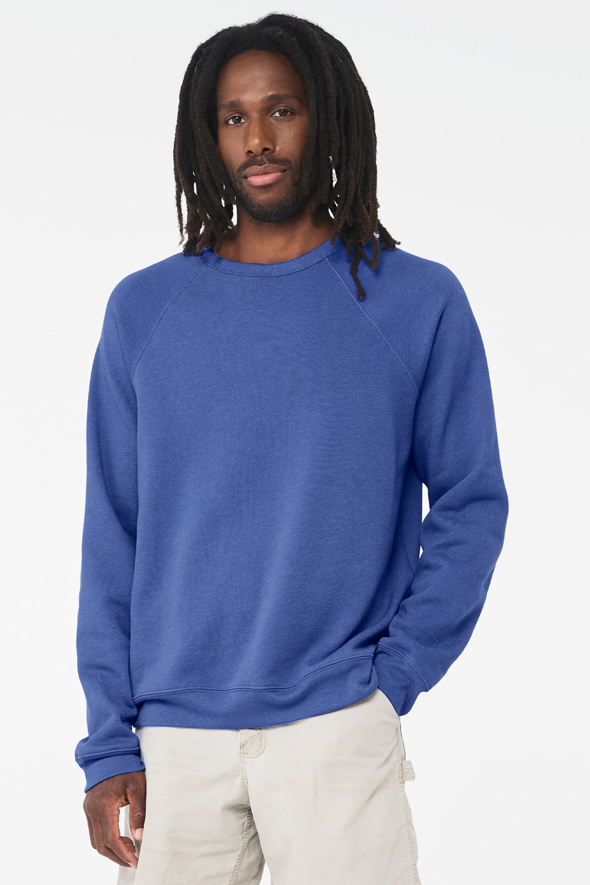 BELLA+CANVAS  Unisex Sponge Fleece Raglan Sweatshirt. BC3901 - Heather True Royal