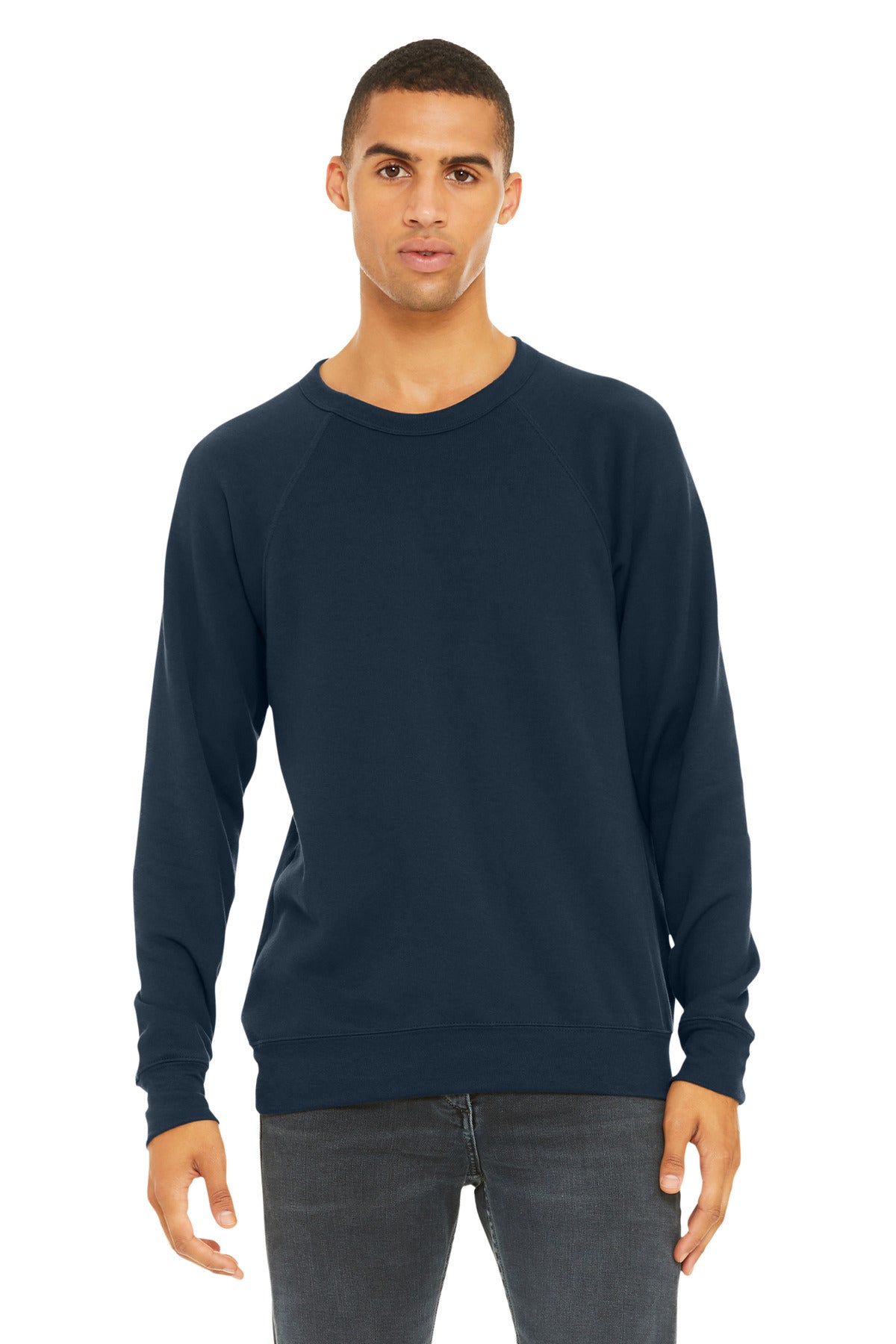 BELLA+CANVAS  Unisex Sponge Fleece Raglan Sweatshirt. BC3901 - Navy