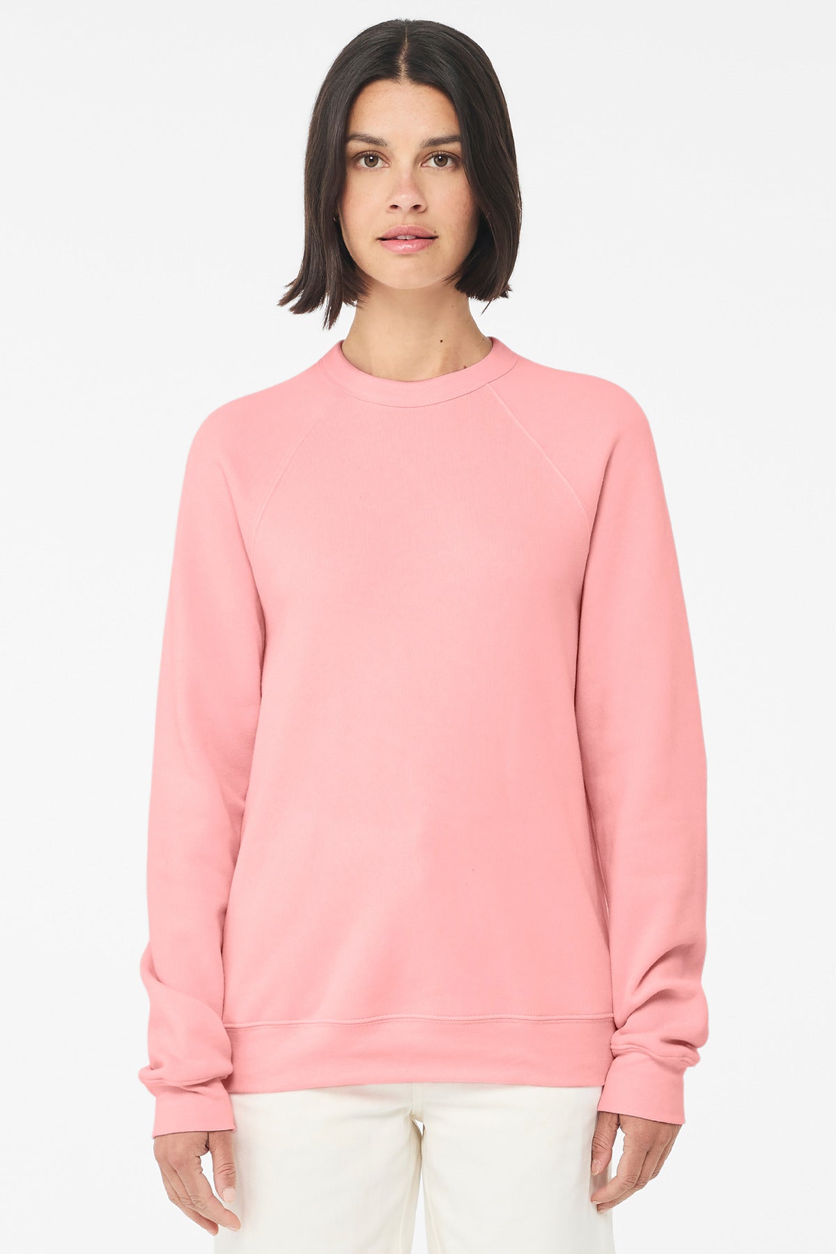 BELLA+CANVAS  Unisex Sponge Fleece Raglan Sweatshirt. BC3901 - Pink