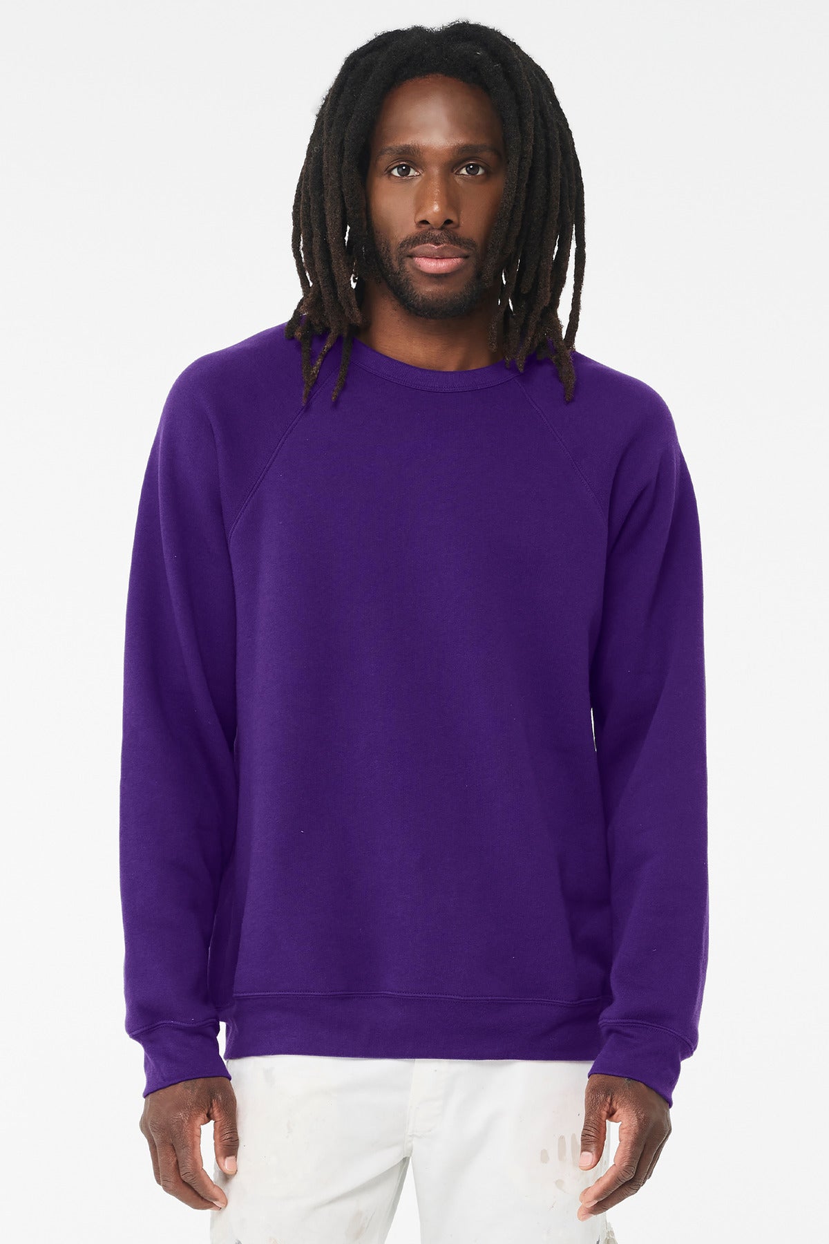 BELLA+CANVAS  Unisex Sponge Fleece Raglan Sweatshirt. BC3901 - Team Purple