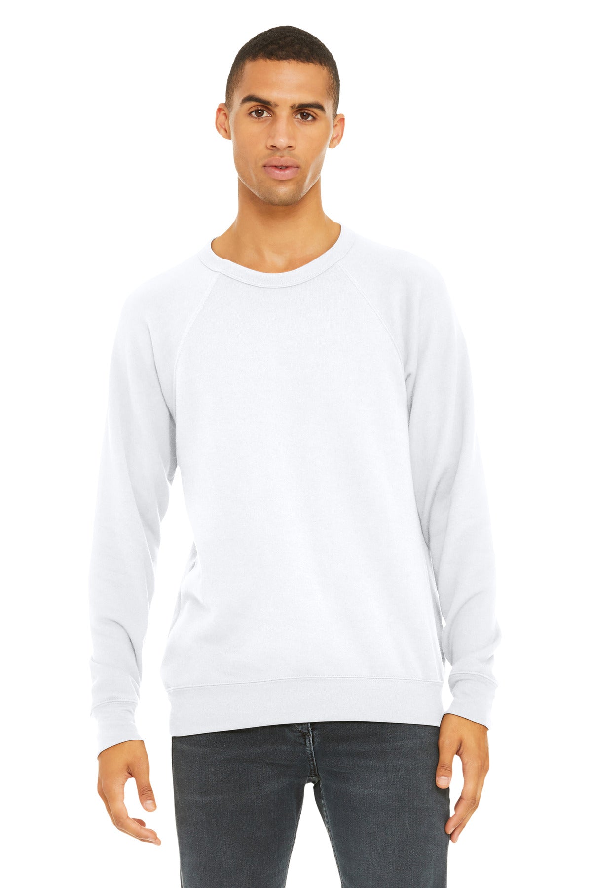 BELLA+CANVAS  Unisex Sponge Fleece Raglan Sweatshirt. BC3901 - White