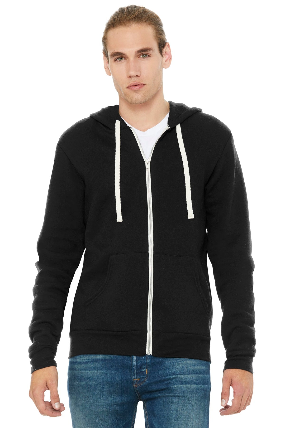 BELLA+CANVAS  Unisex Triblend Sponge Fleece Full-Zip Hoodie. BC3909 - Solid Black Triblend
