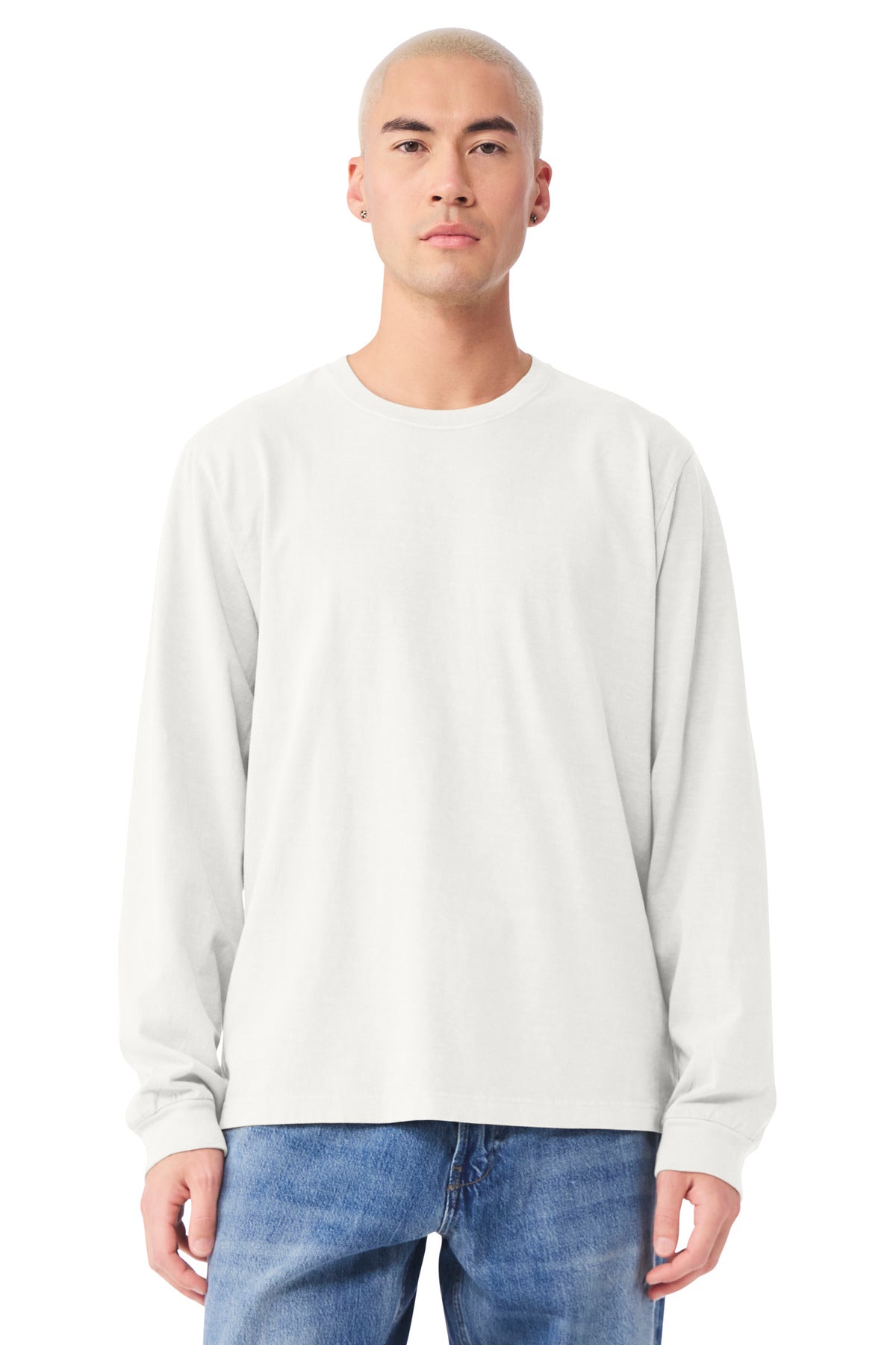 BELLA+CANVAS Unisex Heavyweight Garment-Dyed Long Sleeve Tee BC4851GD - Vintage White
