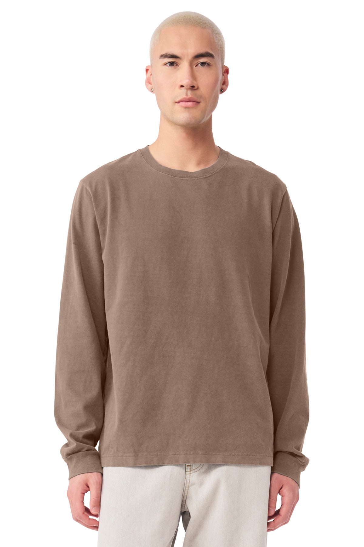 BELLA+CANVAS Unisex Heavyweight Garment-Dyed Long Sleeve Tee BC4851GD - Washed Cocoa