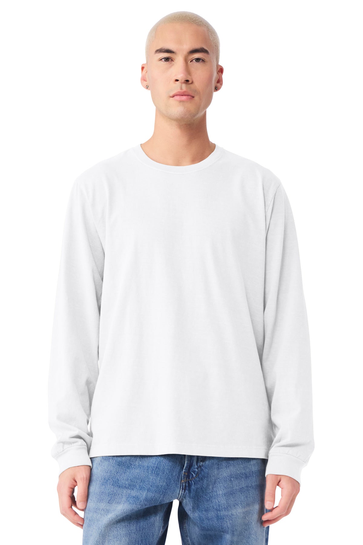 BELLA+CANVAS Unisex Heavyweight Garment-Dyed Long Sleeve Tee BC4851GD - White