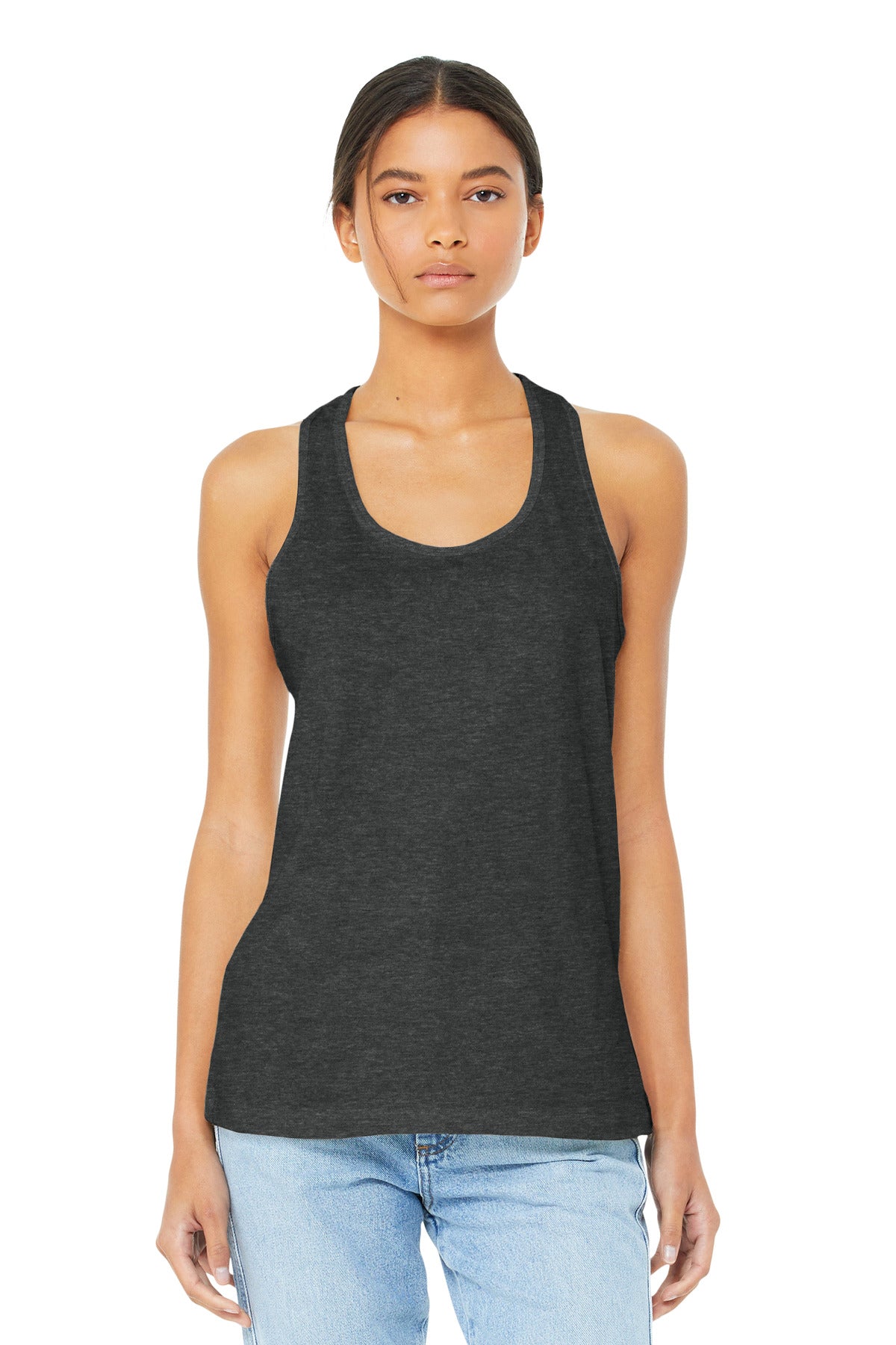 BELLA+CANVAS  Women's Jersey Racerback Tank. BC6008 - Dark Grey Heather