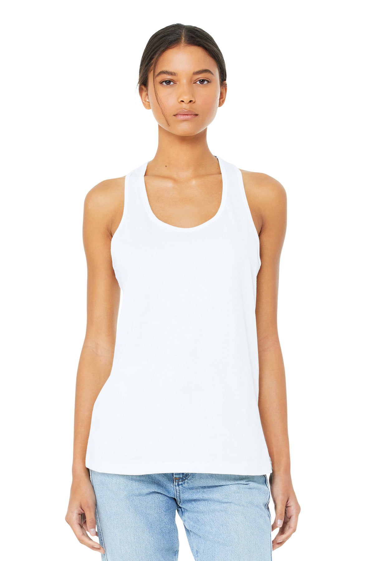 BELLA+CANVAS  Women's Jersey Racerback Tank. BC6008 - White
