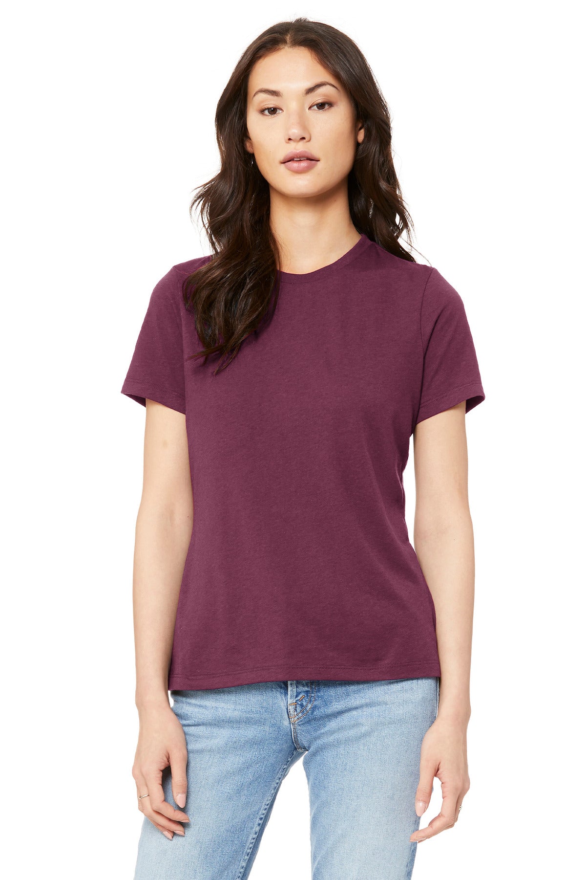 BELLA+CANVAS  Women's Relaxed Jersey Short Sleeve Tee. BC6400 - Maroon