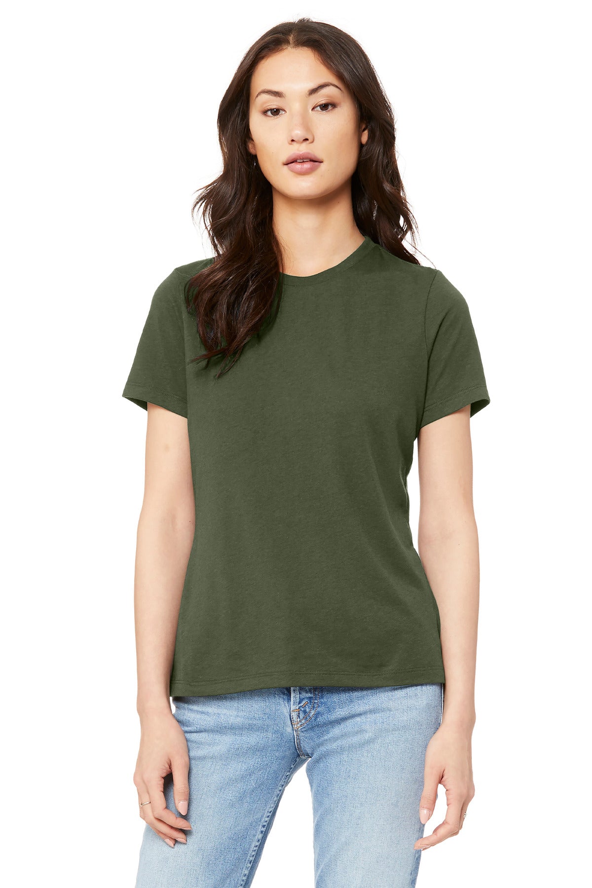 BELLA+CANVAS  Women's Relaxed Jersey Short Sleeve Tee. BC6400 - Military Green
