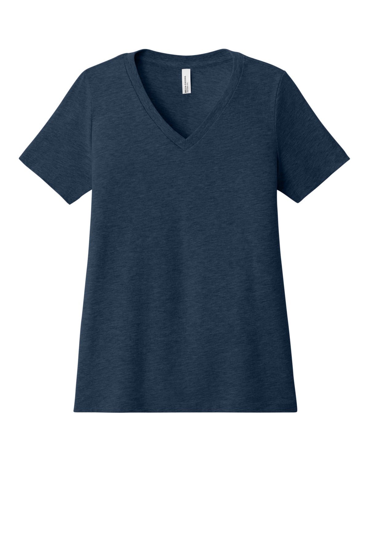 BELLA+CANVAS Women's Relaxed Heather CVC V-Neck Tee BC6405CVC - Heather Navy
