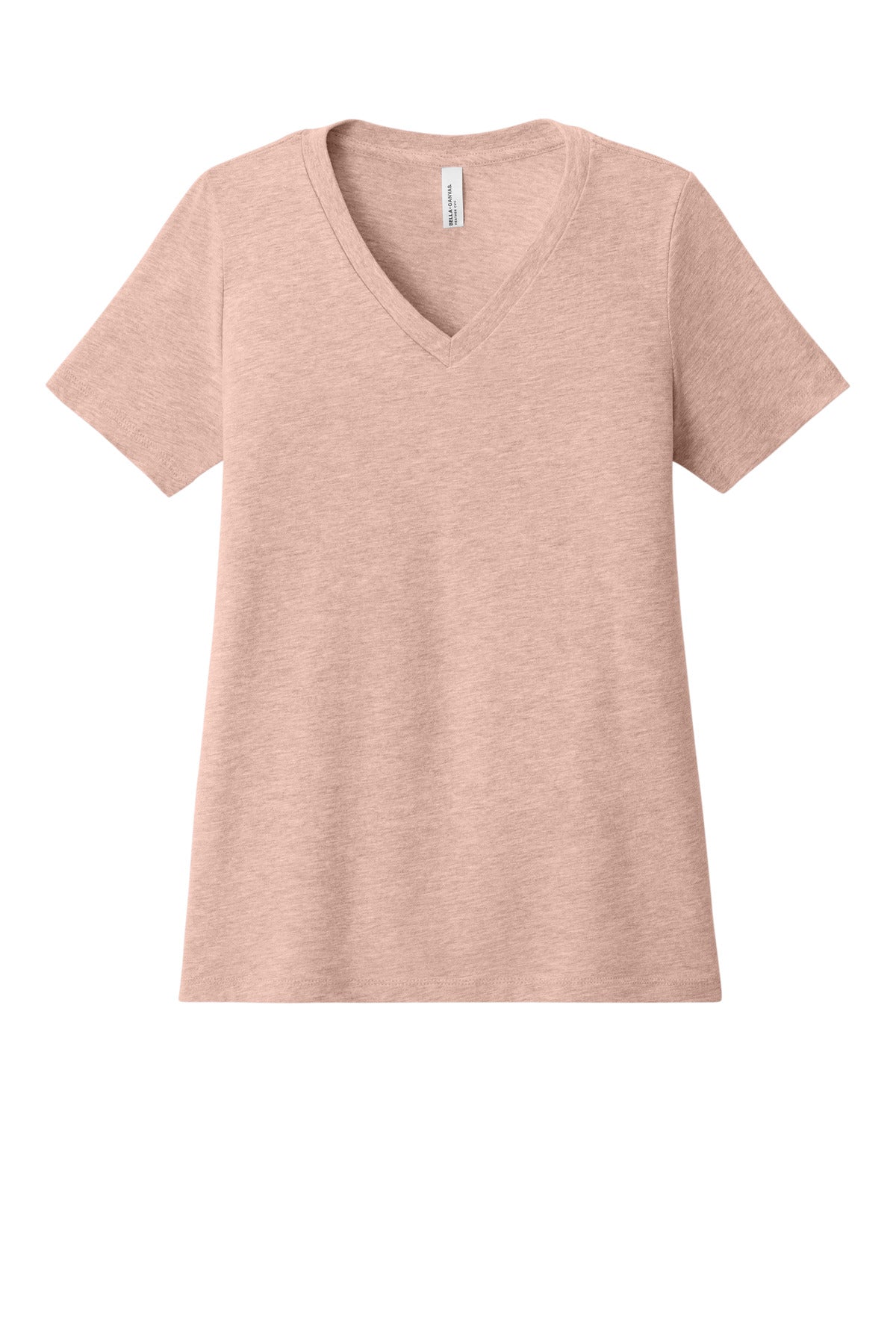 BELLA+CANVAS Women's Relaxed Heather CVC V-Neck Tee BC6405CVC - Heather Peach