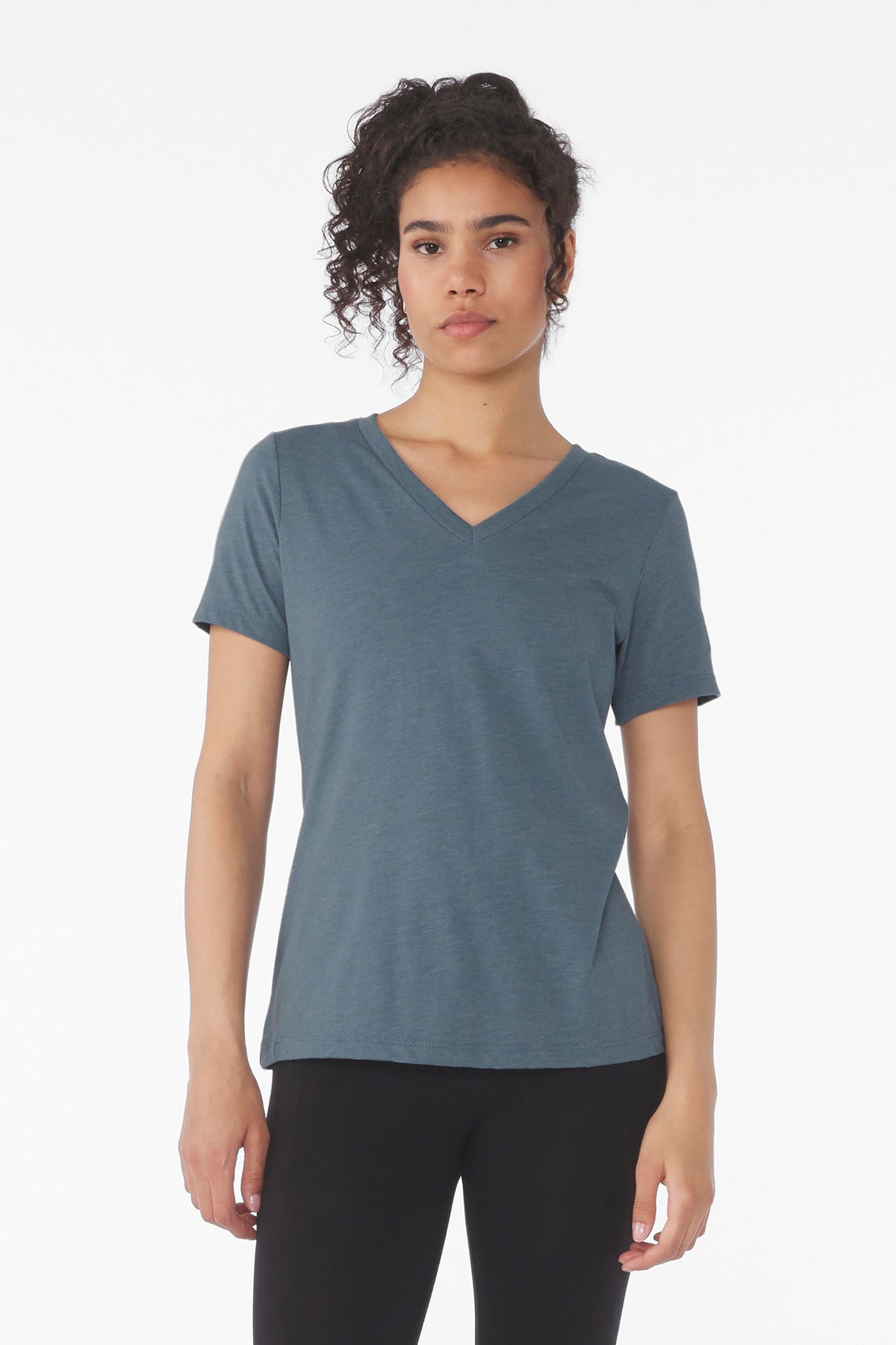 BELLA+CANVAS Women's Relaxed Heather CVC V-Neck Tee BC6405CVC - Heather Slate