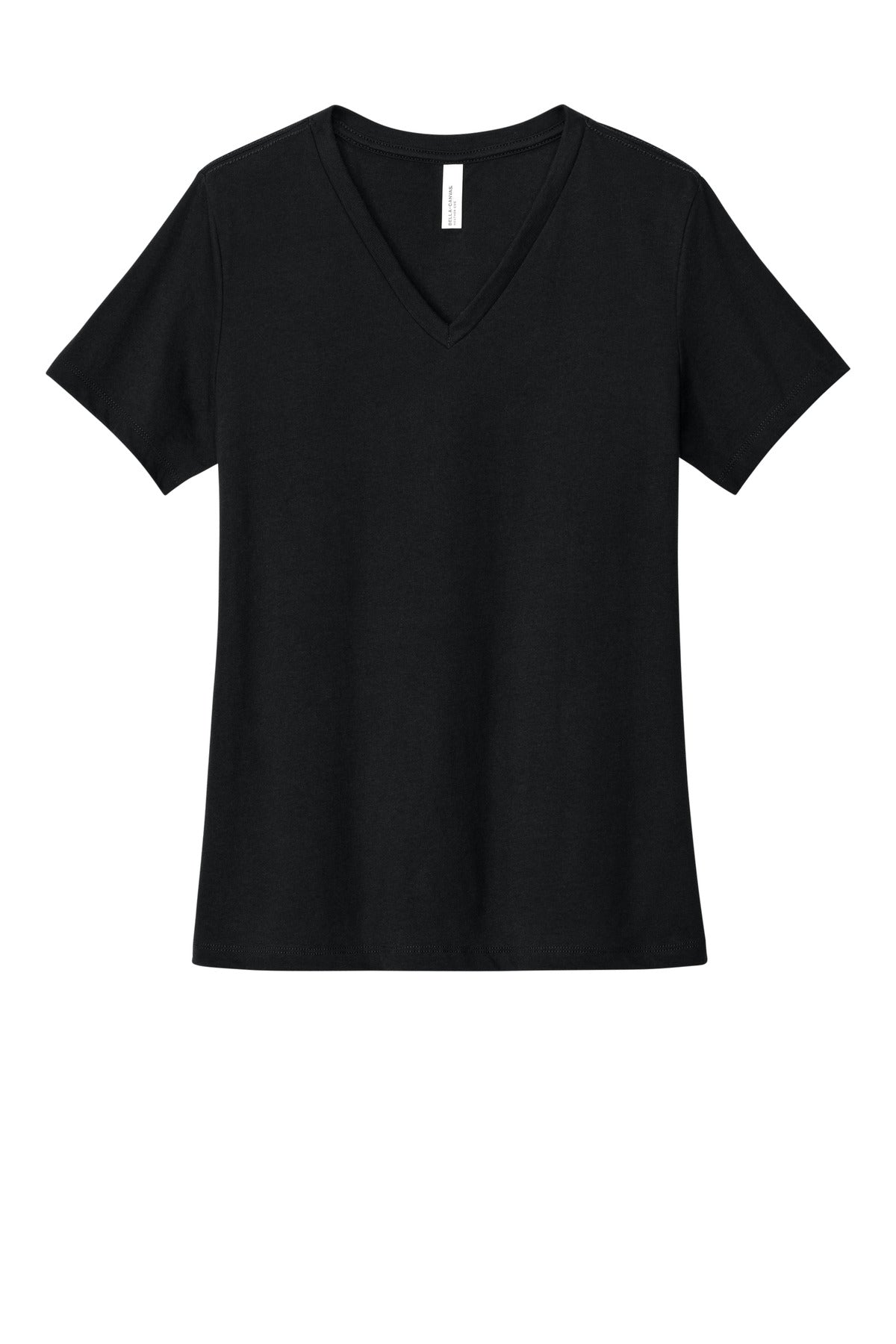 BELLA+CANVAS Women's Relaxed Heather CVC V-Neck Tee BC6405CVC - Solid Black Blend