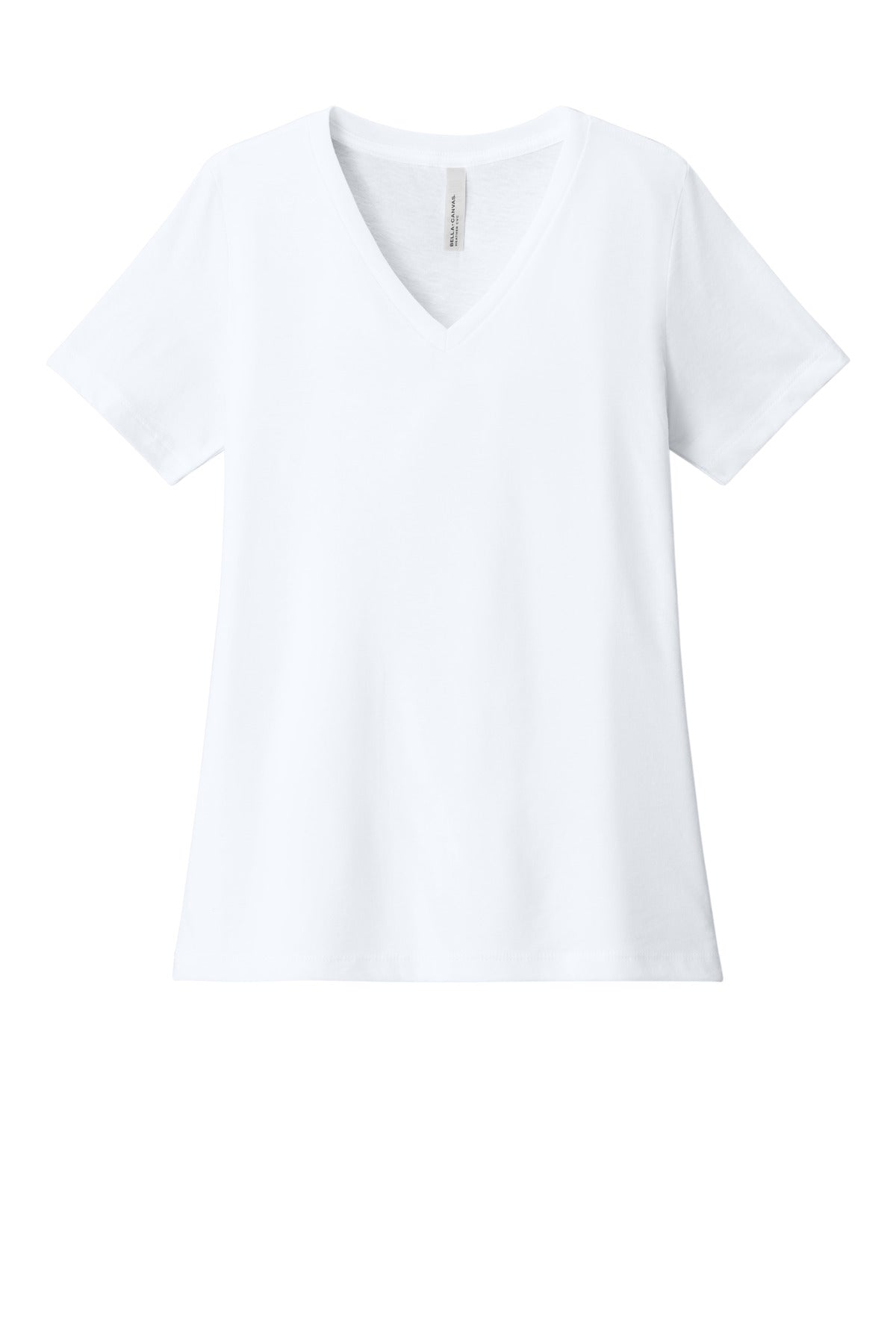 BELLA+CANVAS Women's Relaxed Heather CVC V-Neck Tee BC6405CVC - Solid White Blend